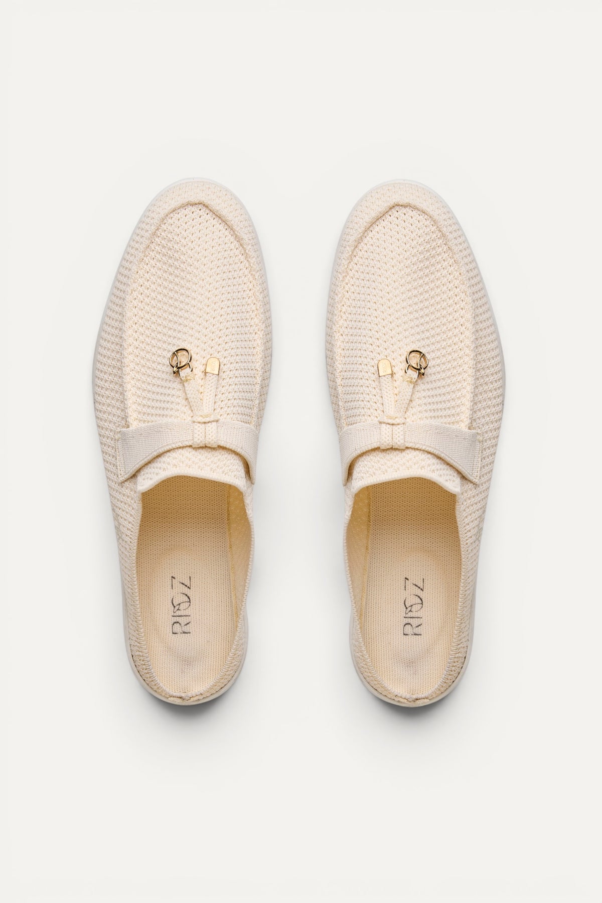 Coco Mules in Ivory, rPET knit, machine washable
