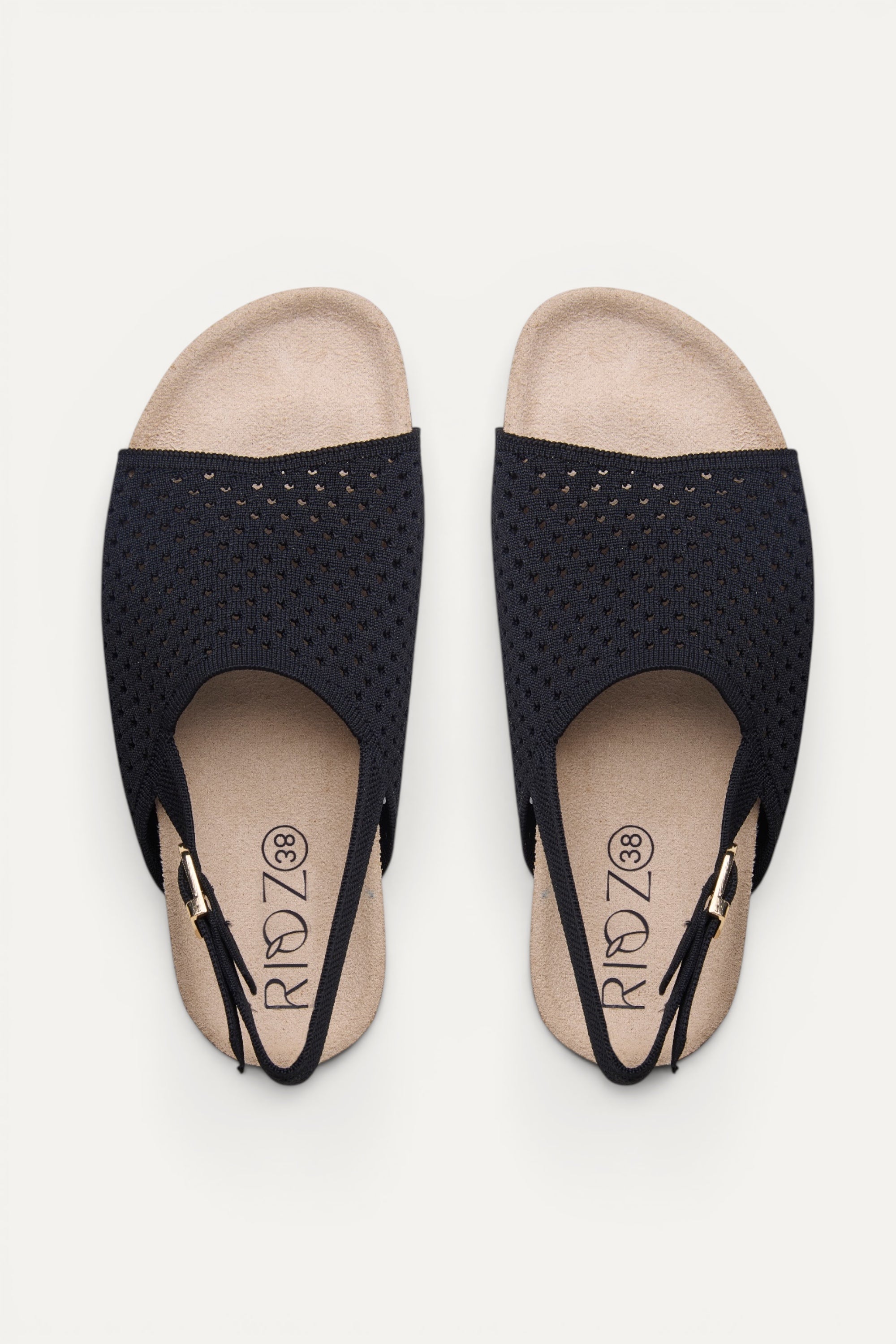Rioz Mira Sandals in black, vegan knit slingback sandals from recycled PET bottles, made in India.
