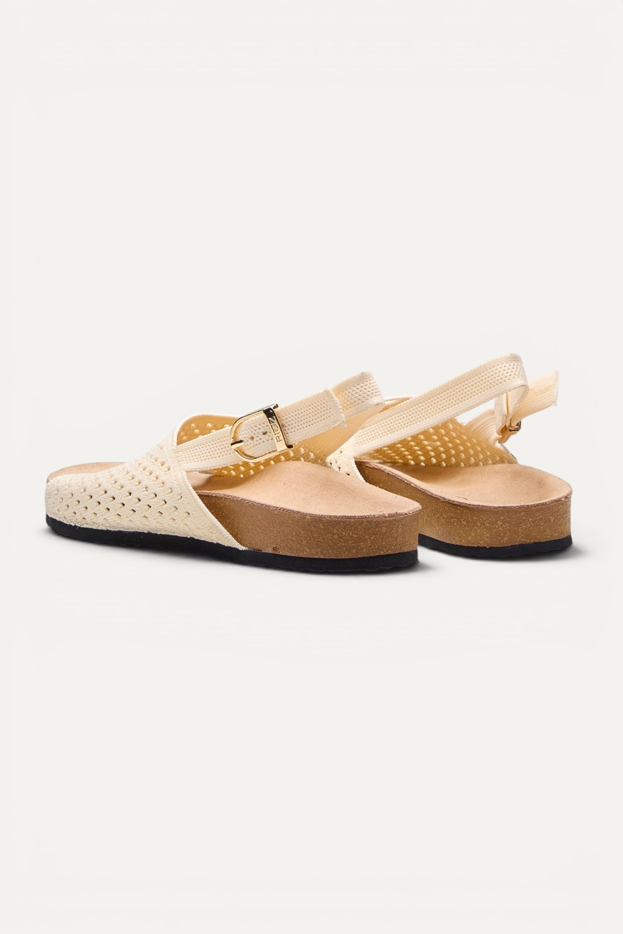 Ivory Rioz Mira Sandals — vegan pointelle knit sandals for summer and daily wear, machine washable.