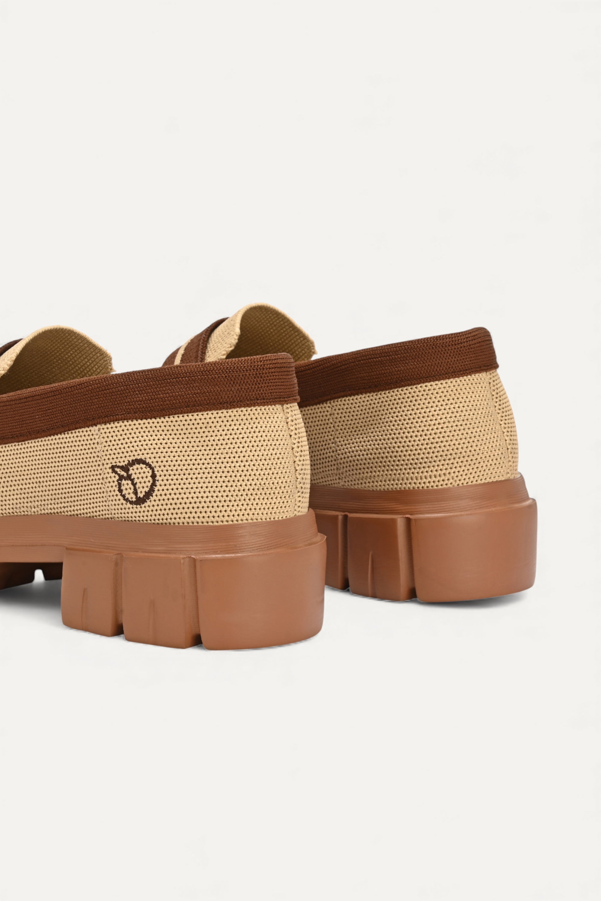 Rioz beige and brown slip-on loafers for women with  eco-friendly  breathable knit fabric and cushioned sole