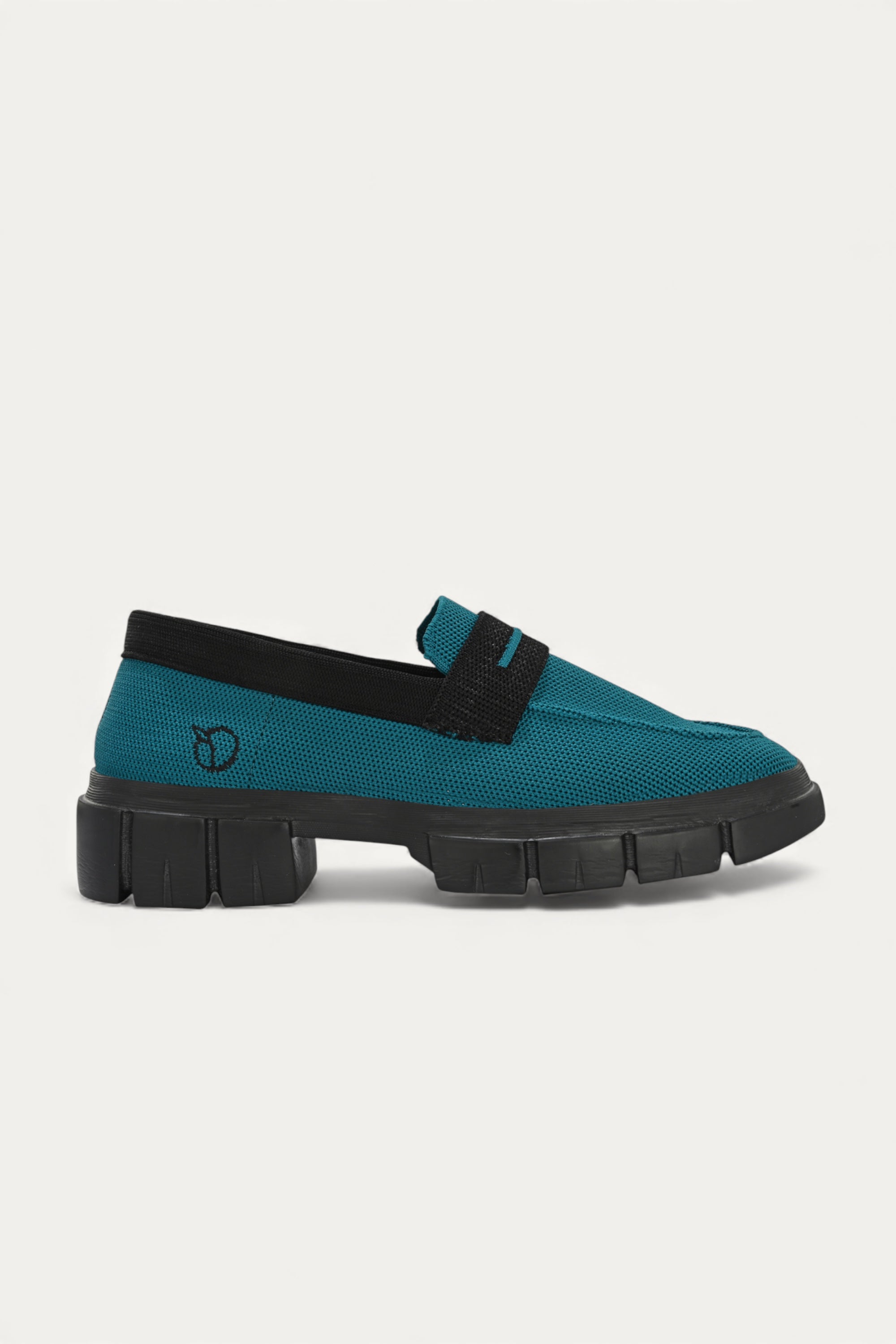 Rioz blue and black slip-on loafers for women with  eco-friendly  breathable knit fabric and cushioned sole