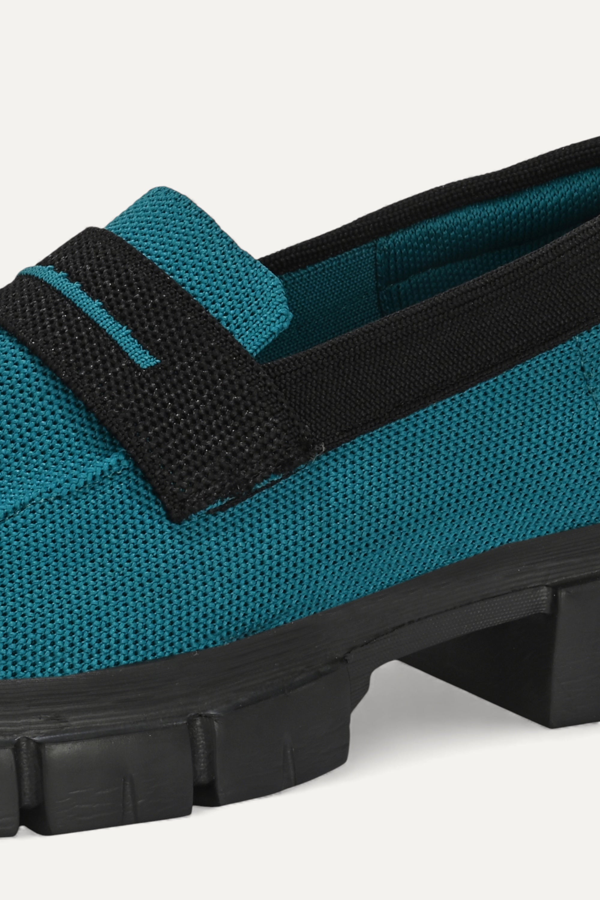 Rioz blue and black slip-on loafers for women with  eco-friendly  breathable knit fabric and cushioned sole