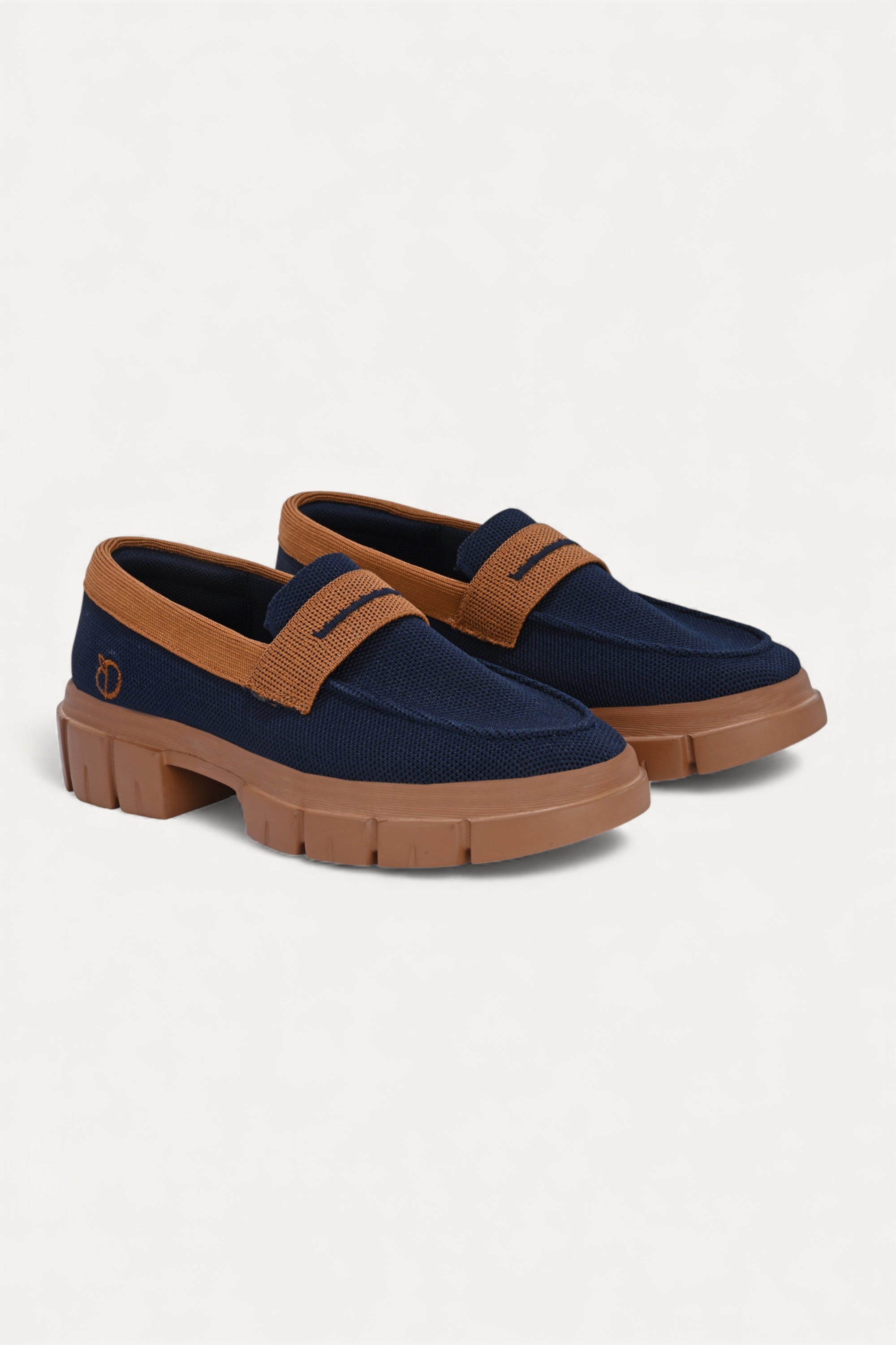 Rioz blue and brown slip-on loafers for women with  eco-friendly  breathable knit fabric and cushioned sole