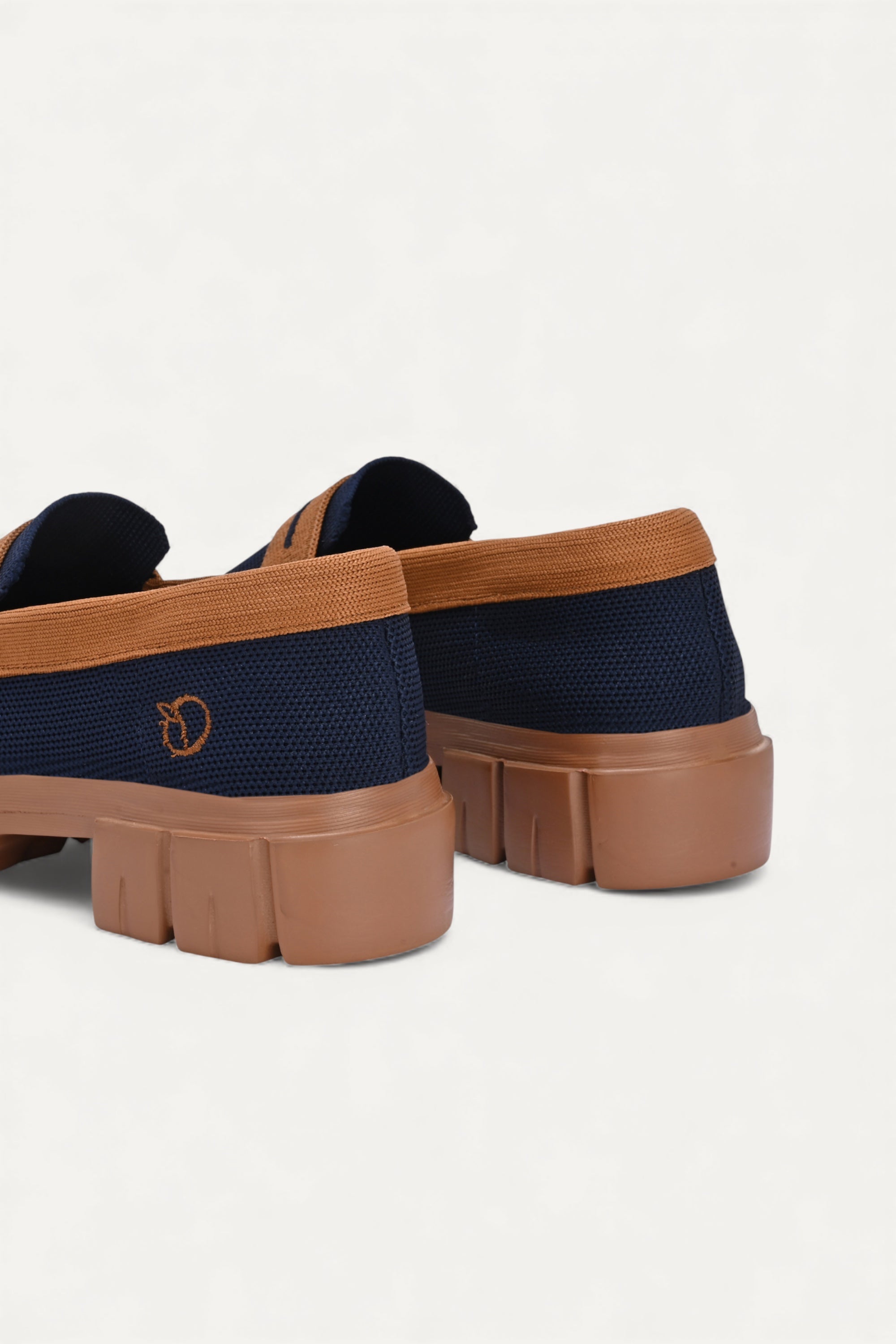 Rioz blue and brown slip-on loafers for women with  eco-friendly  breathable knit fabric and cushioned sole