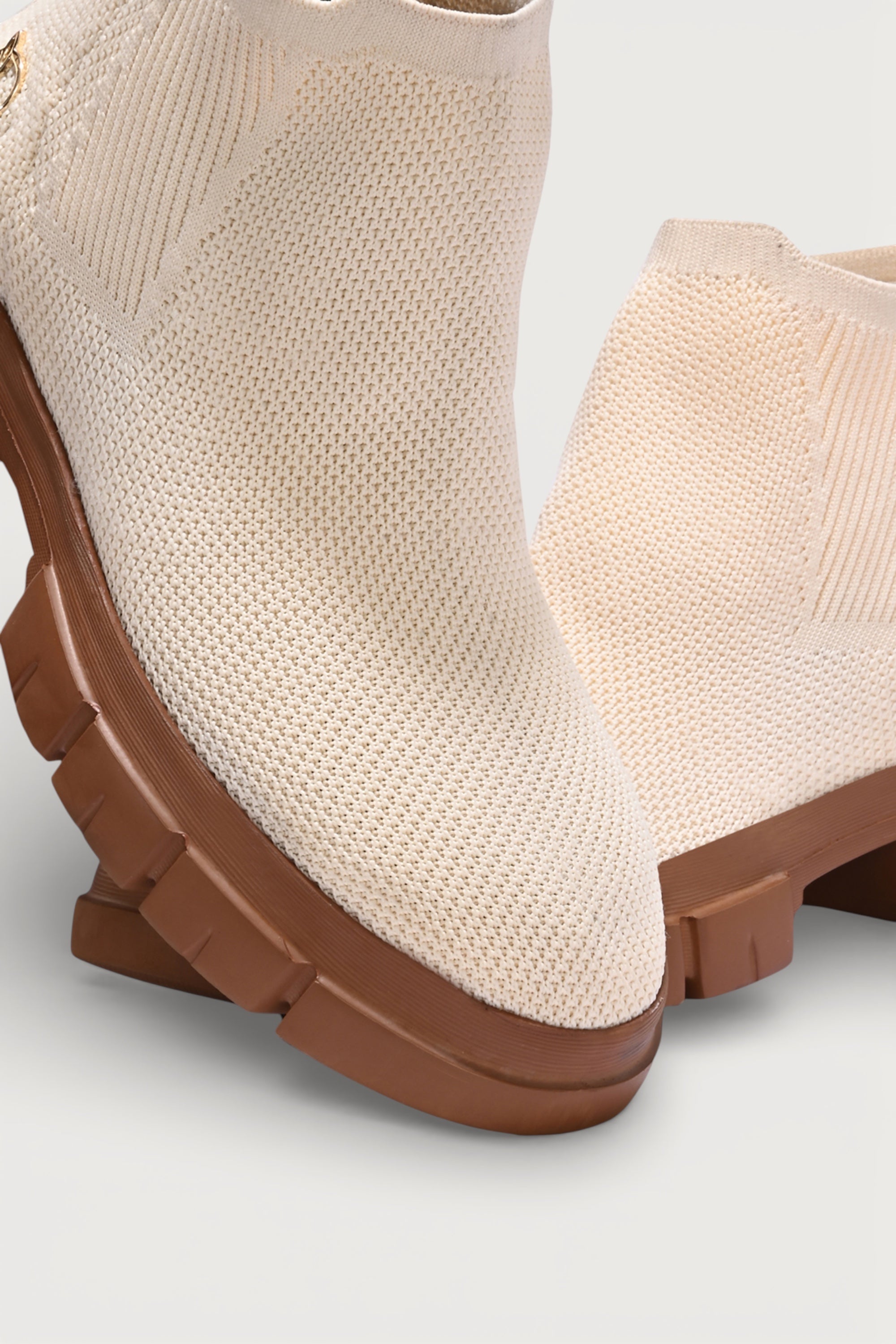 Our Minimalist Slip On Knit Boots, Fashionable Lace-up Solid  Basic Minimalist Knit Slip On Boots main image 2