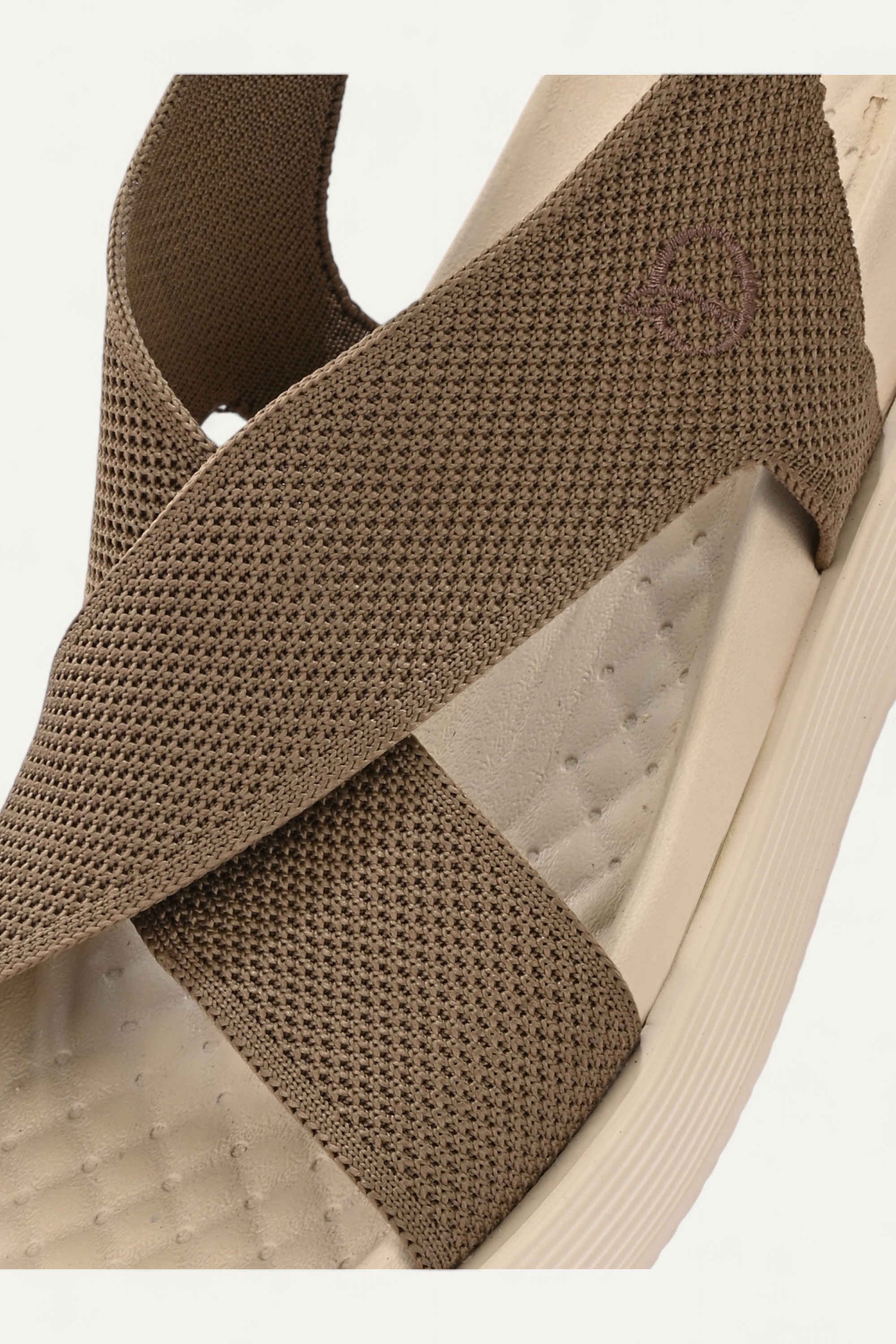 Rioz brown casual sandals for women with breathable knit straps and cushioned sole eco-friendly fabric and cushioned sole 
