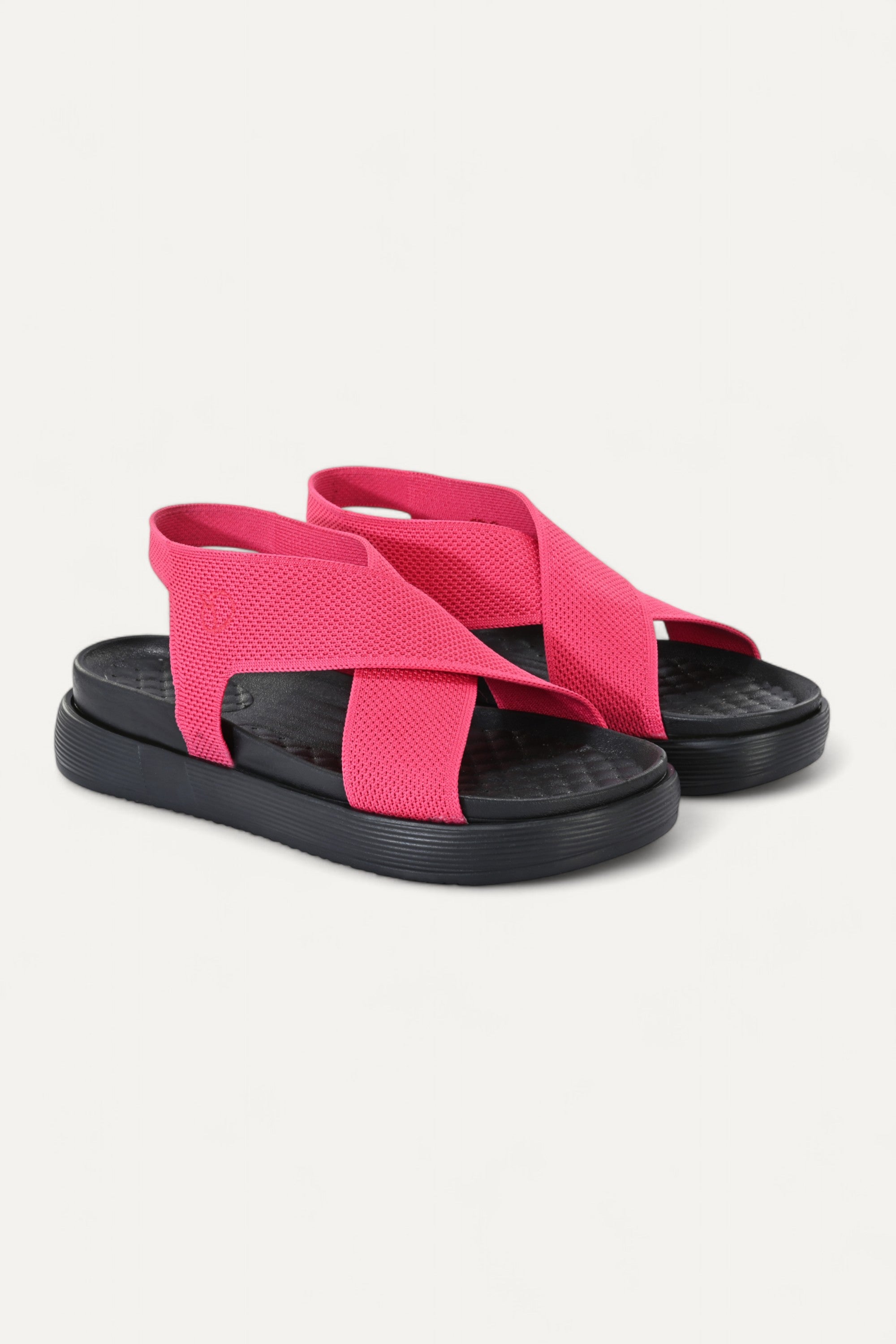 Rioz pink casual sandals for women with breathable knit straps and cushioned sole eco-friendly fabric and cushioned sole 
