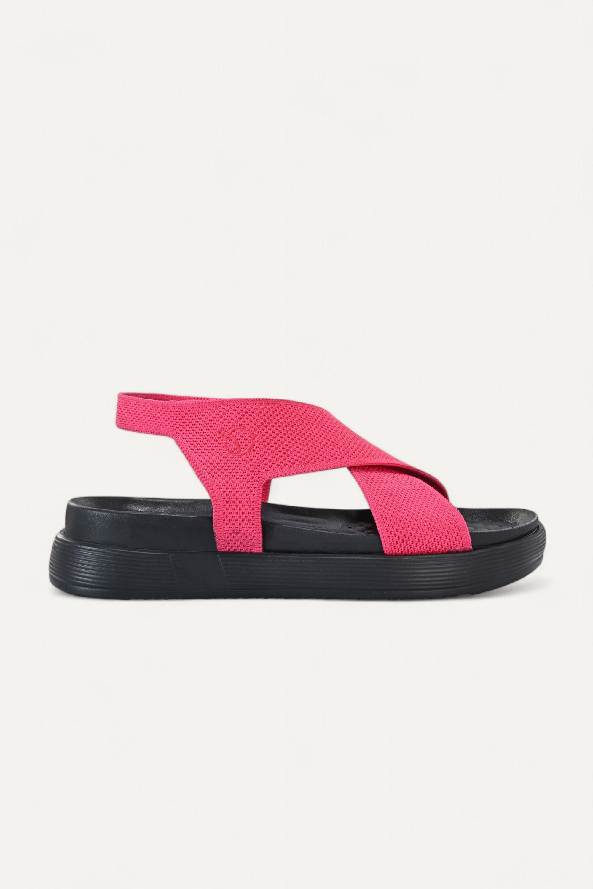 Rioz pink casual sandals for women with breathable knit straps and cushioned sole eco-friendly fabric and cushioned sole 
