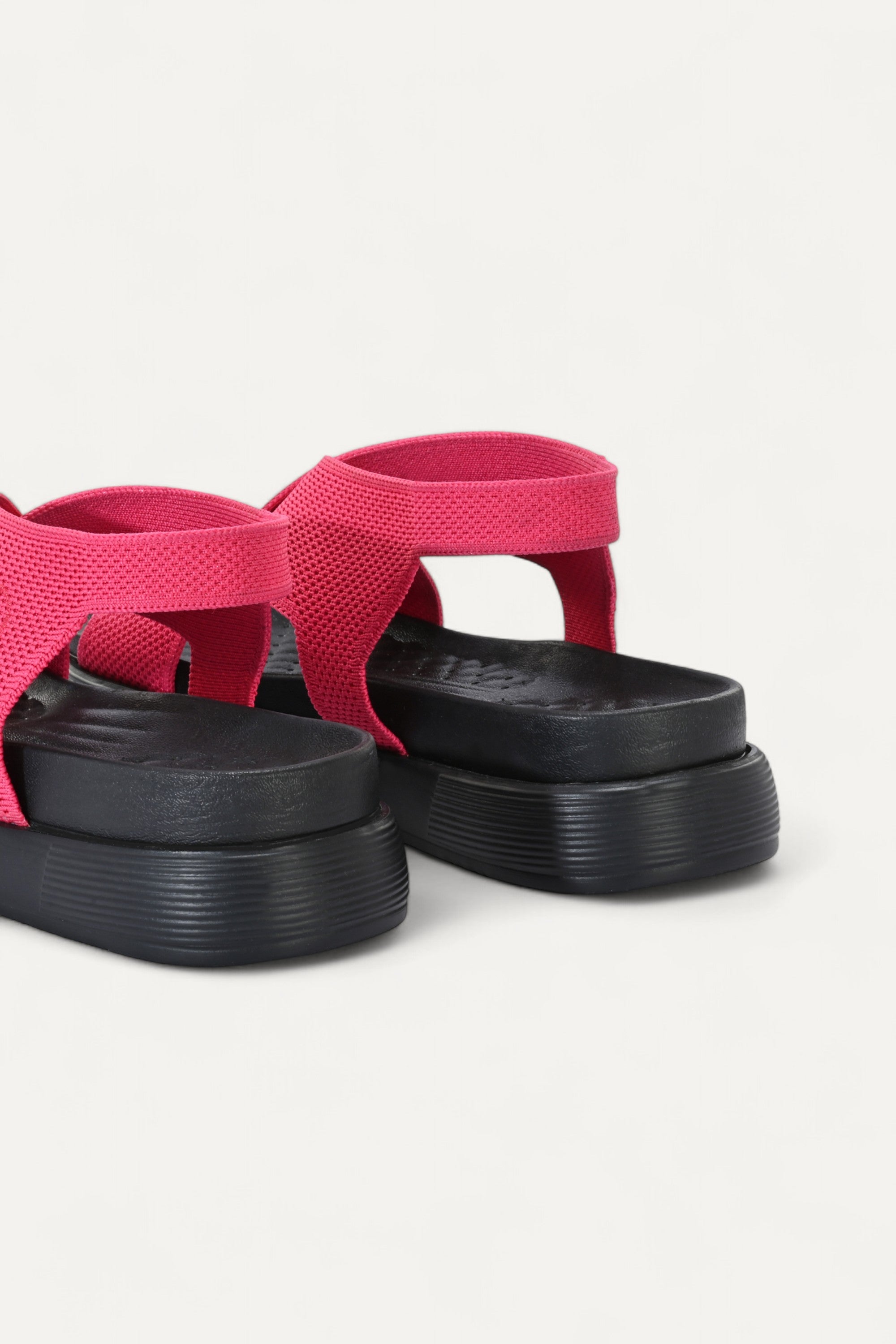 Rioz pink casual sandals for women with breathable knit straps and cushioned sole eco-friendly fabric and cushioned sole 
