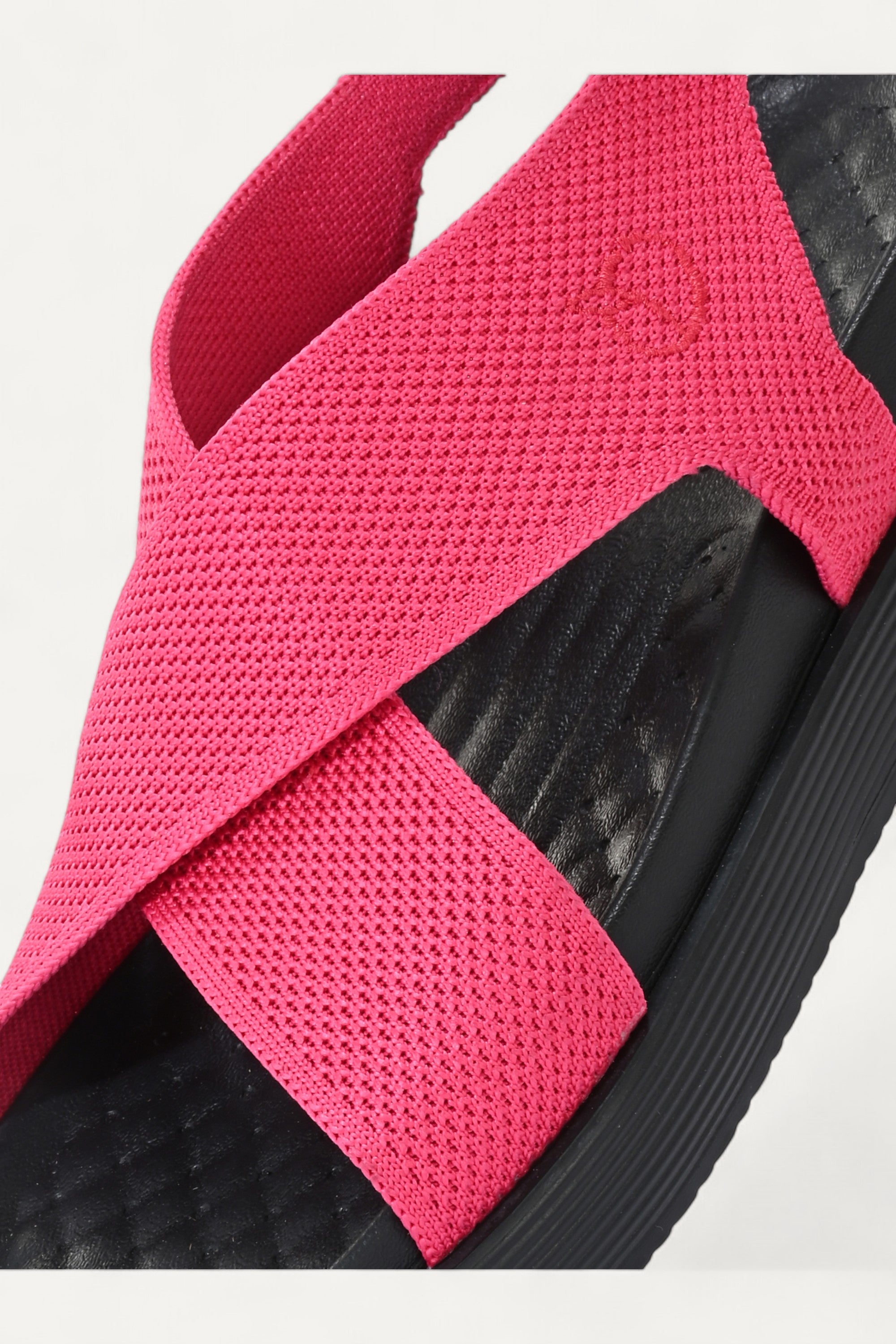 Rioz pink casual sandals for women with breathable knit straps and cushioned sole eco-friendly fabric and cushioned sole 
