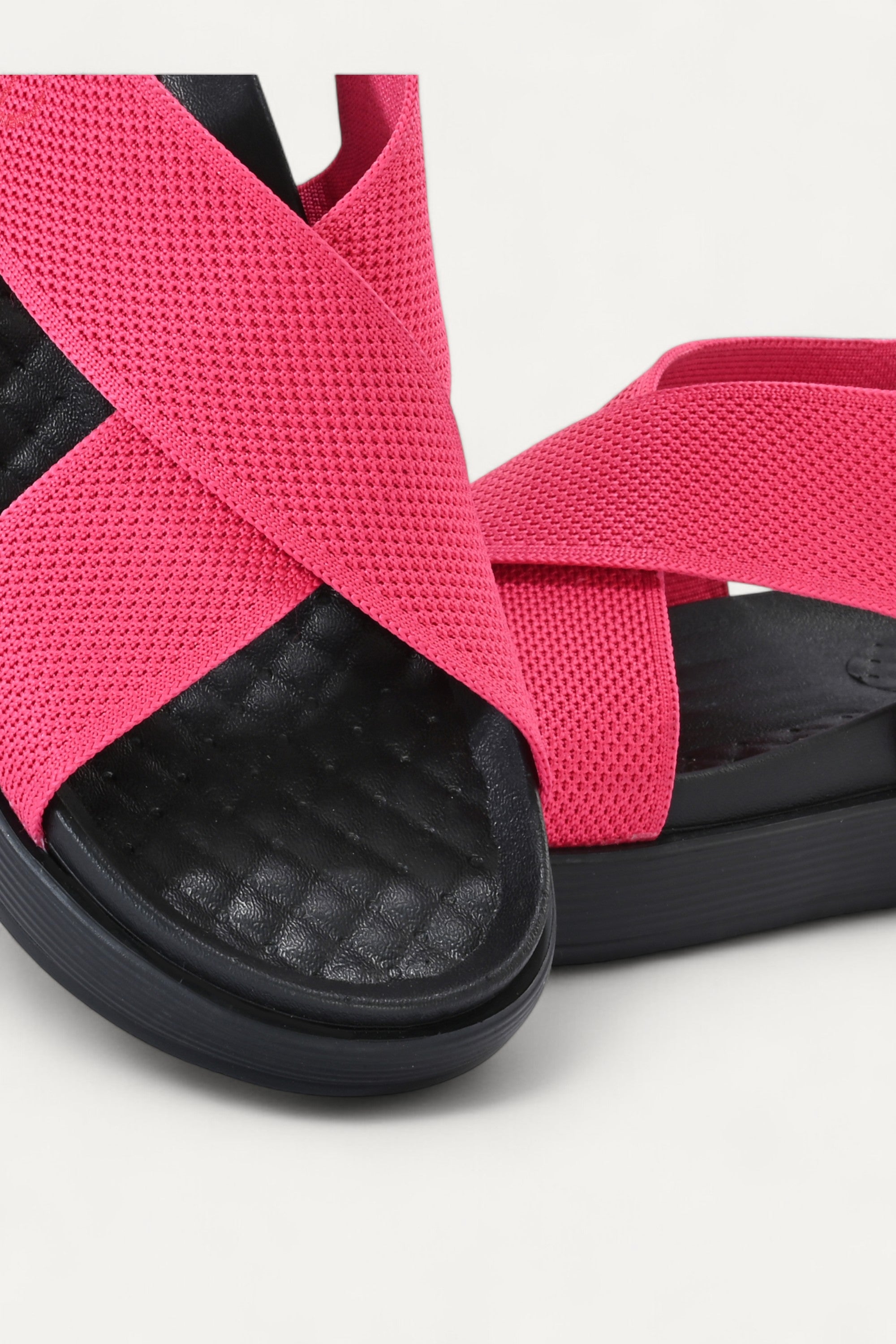 Rioz pink casual sandals for women with breathable knit straps and cushioned sole eco-friendly fabric and cushioned sole 
