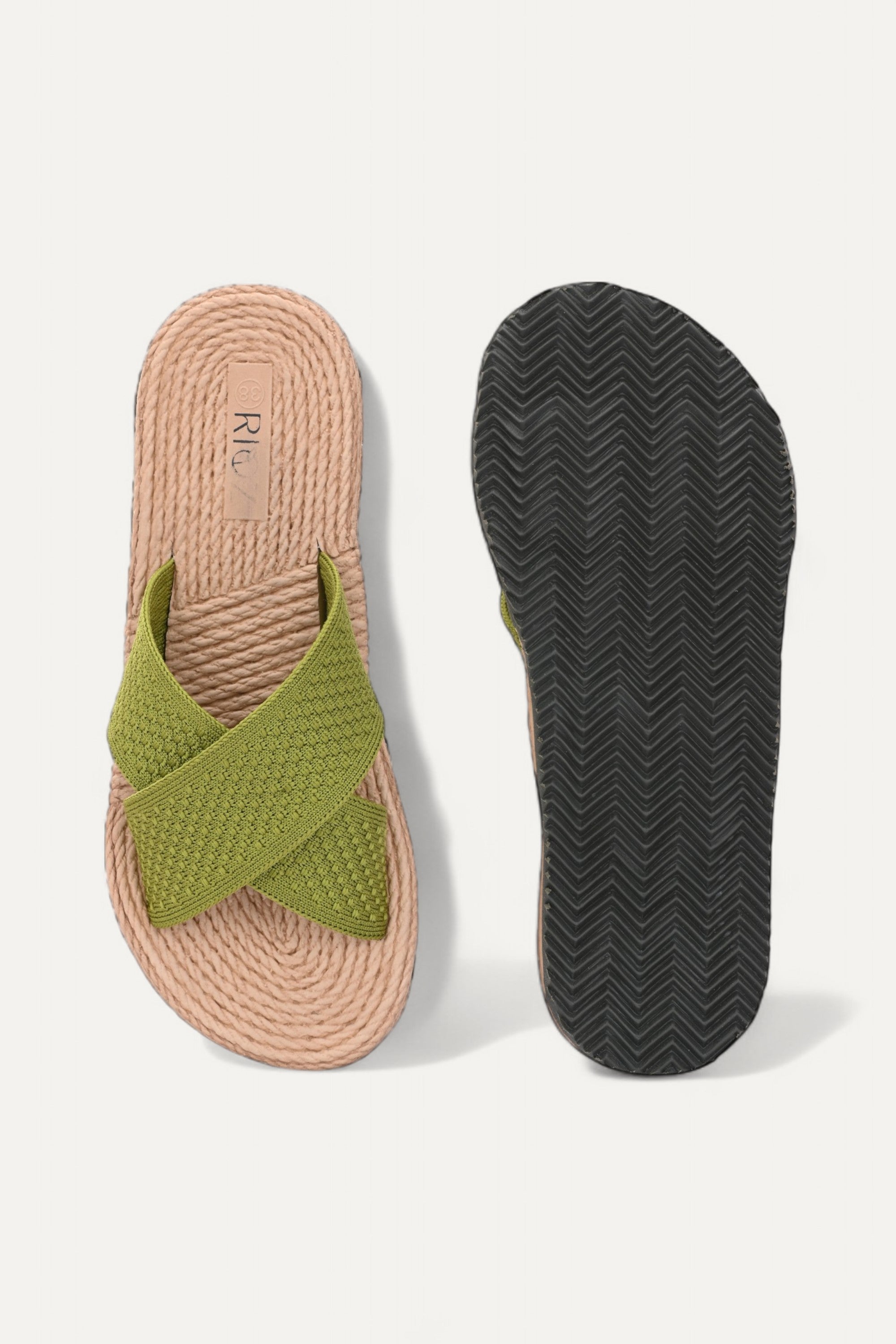 Rioz store-women flats -comfortable-eco friendly-sustainable- flats shoe for women-party wear sandals-green cross sandal
