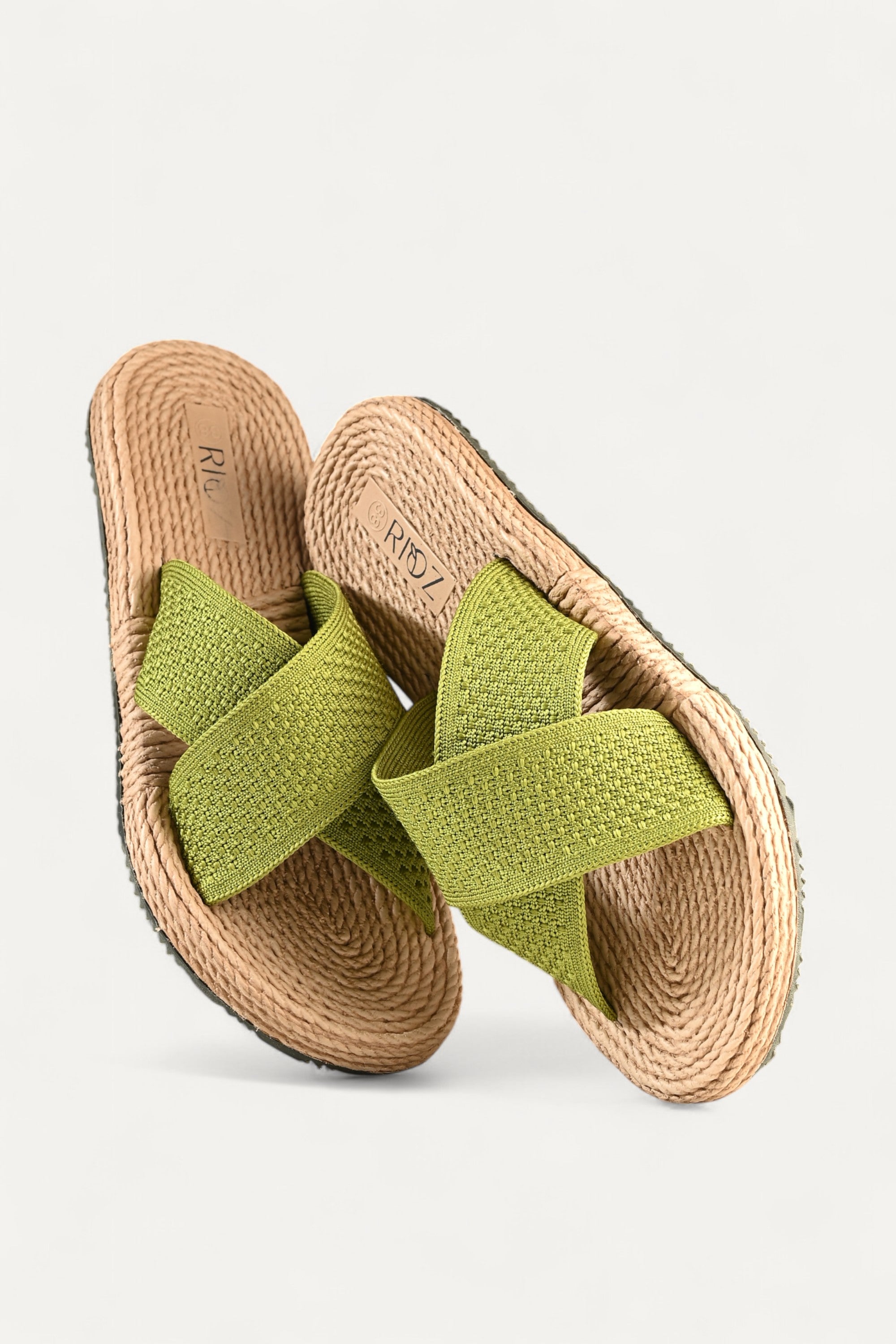 Rioz store-women flats -comfortable-eco friendly-sustainable- flats shoe for women-party wear sandals-green cross sandal
