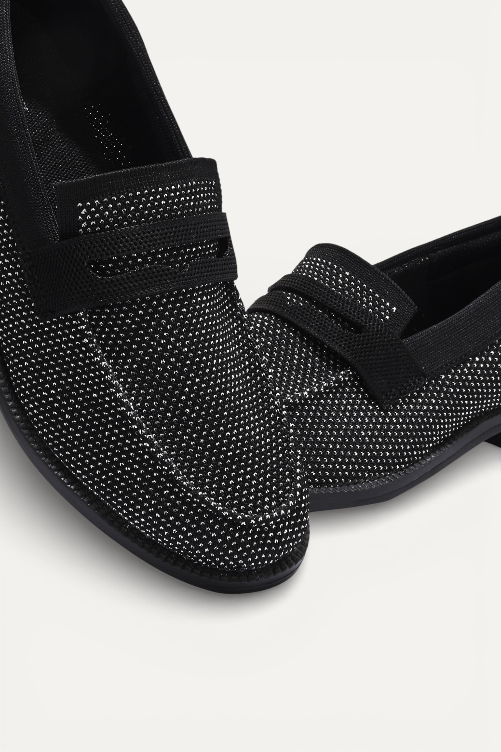 Rioz grey knit slip-on loafers with black trim detail,  eco-friendly fabric and cushioned sole casual shoes