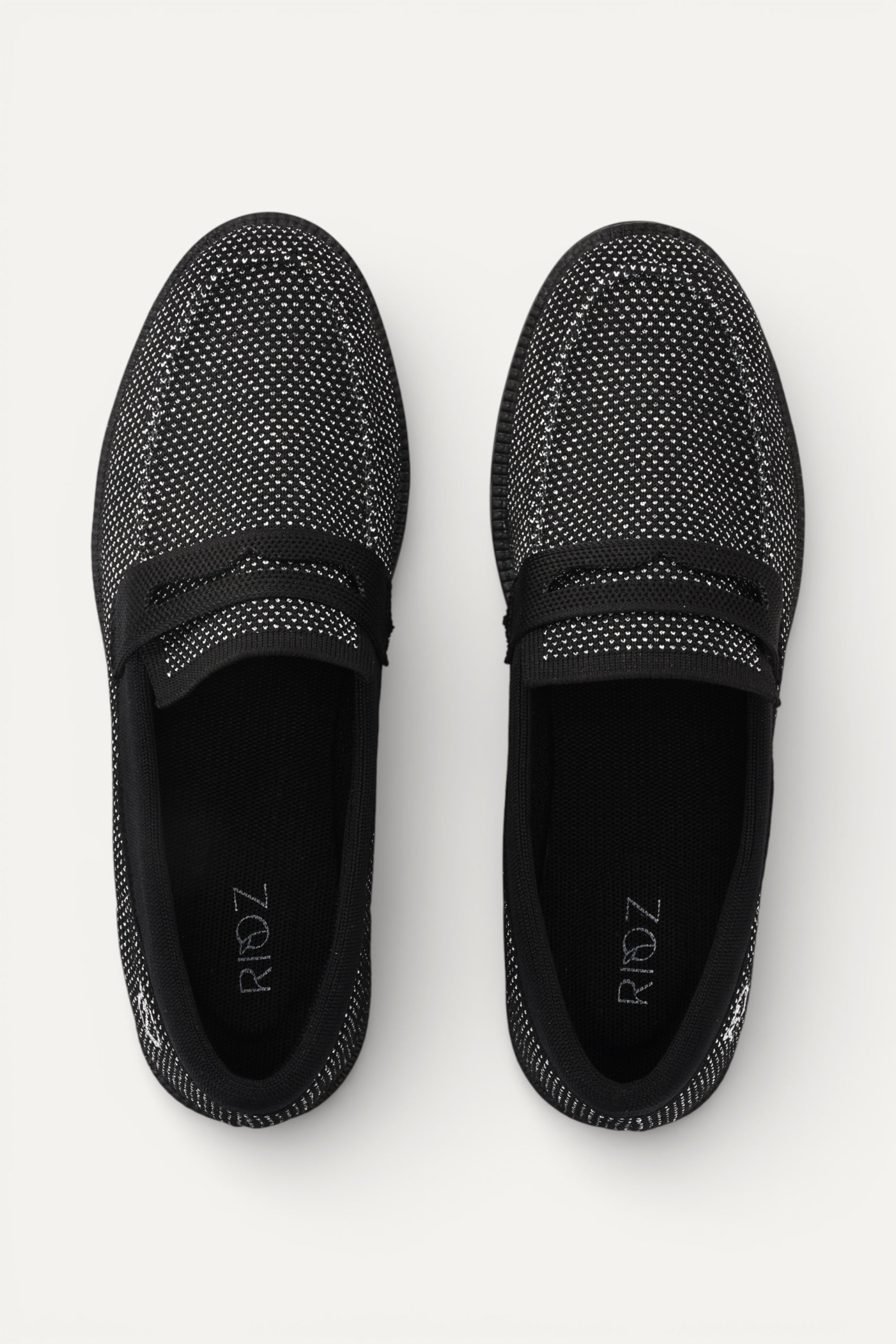 Rioz grey knit slip-on loafers with black trim detail,  eco-friendly fabric and cushioned sole casual shoes
