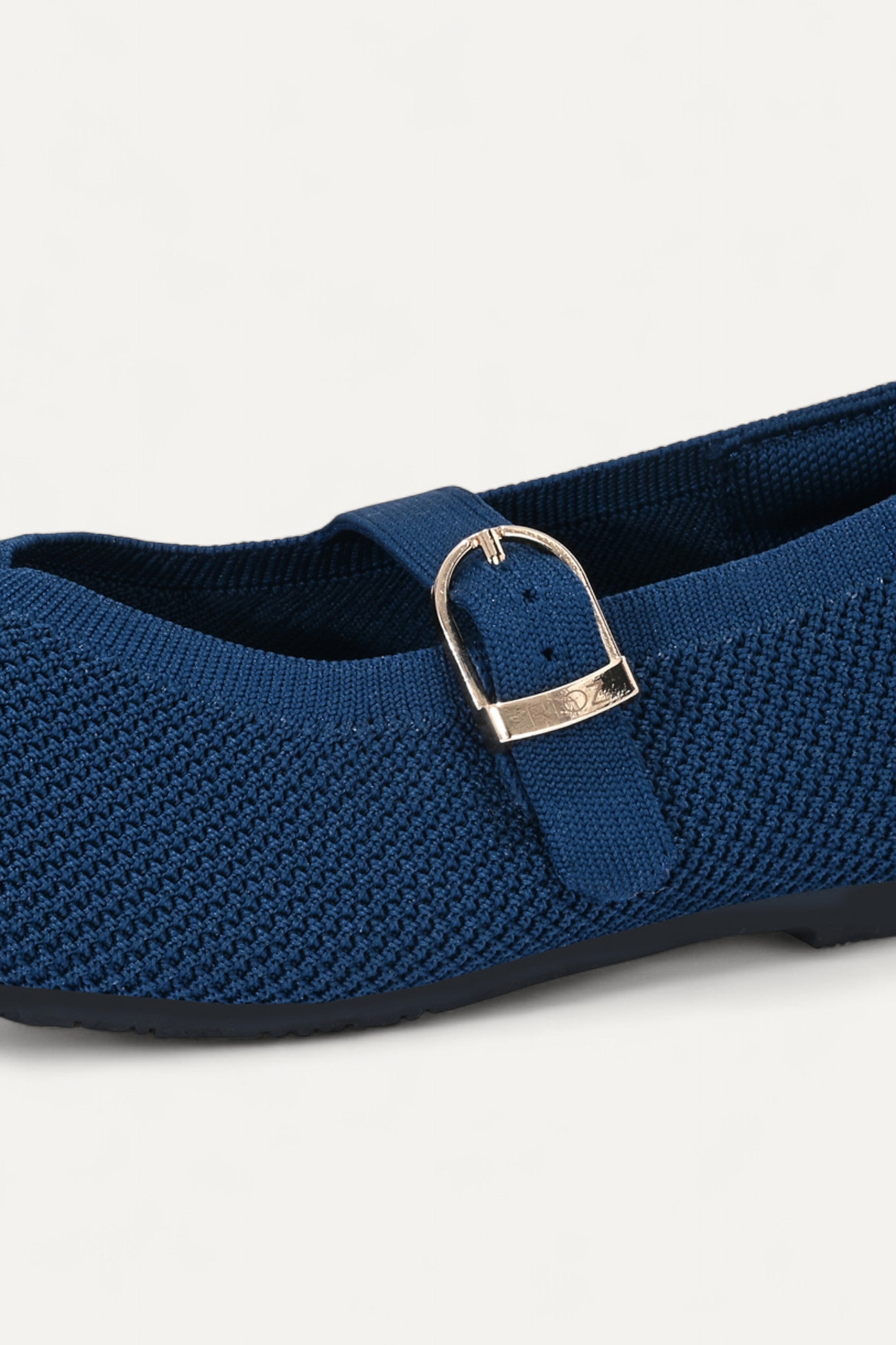Rioz Blue Mary Jane flats for women with breathable knit fabric and adjustable strap-eco friendly Jane flats-sustainable footwear