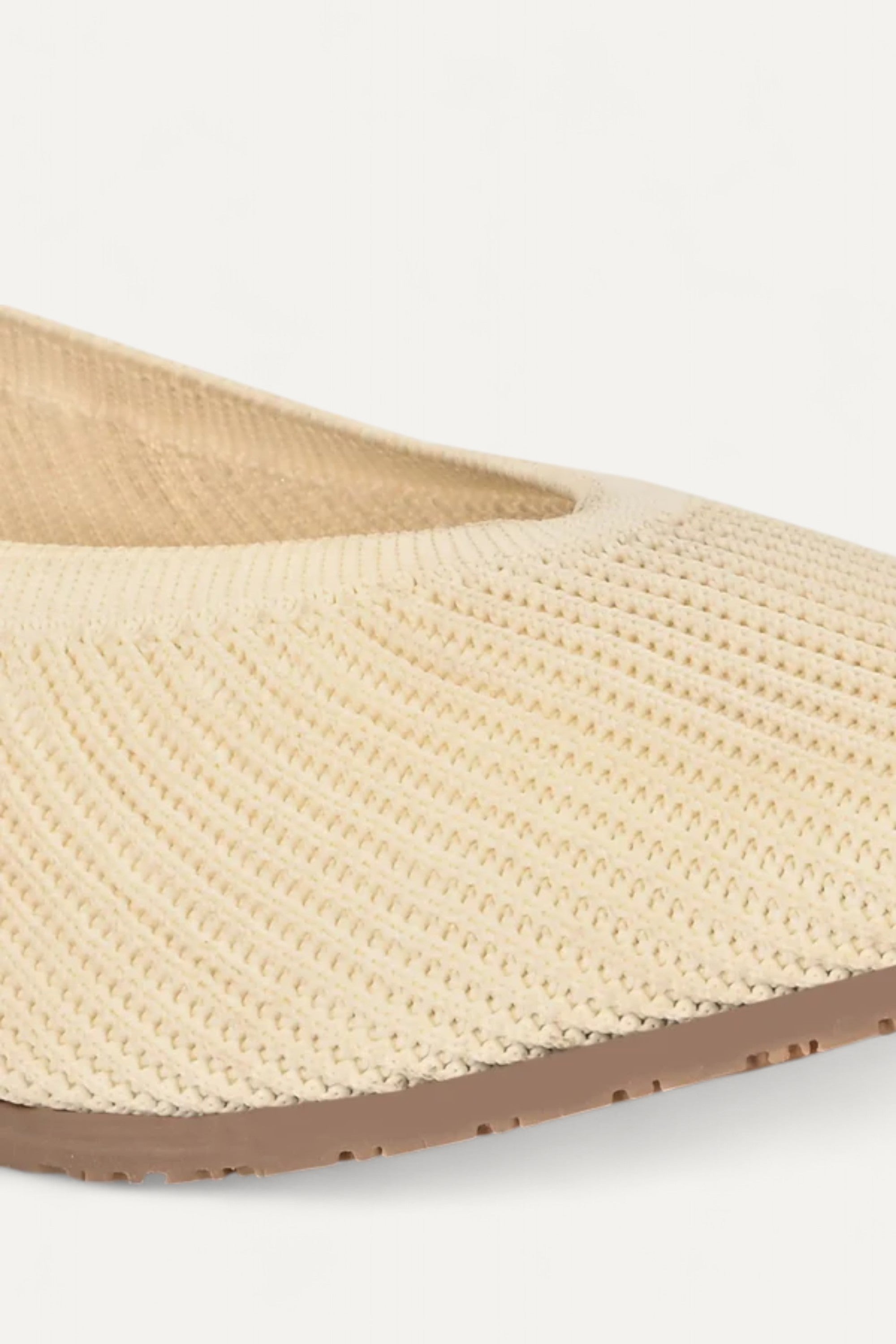 Rioz beige pointed-toe ballet flats for women with breathable knit fabric and cushioned soler eco-friendly fabric and cushioned sole 
