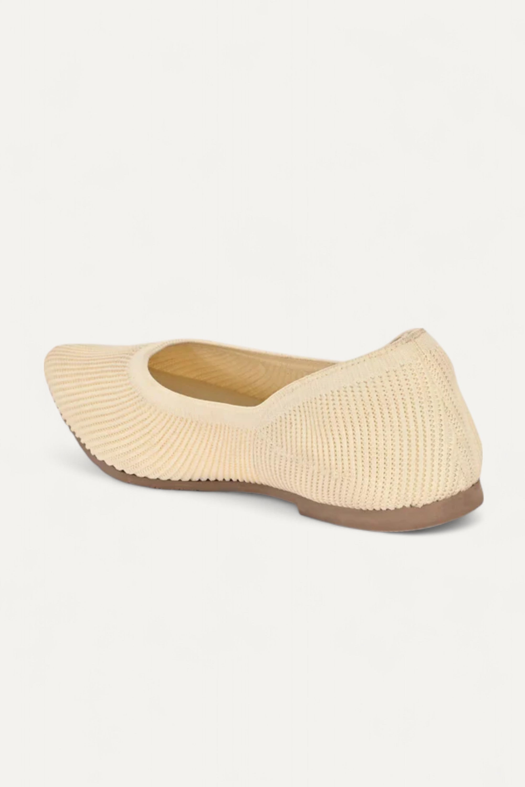 Rioz beige pointed-toe ballet flats for women with breathable knit fabric and cushioned soler eco-friendly fabric and cushioned sole 
