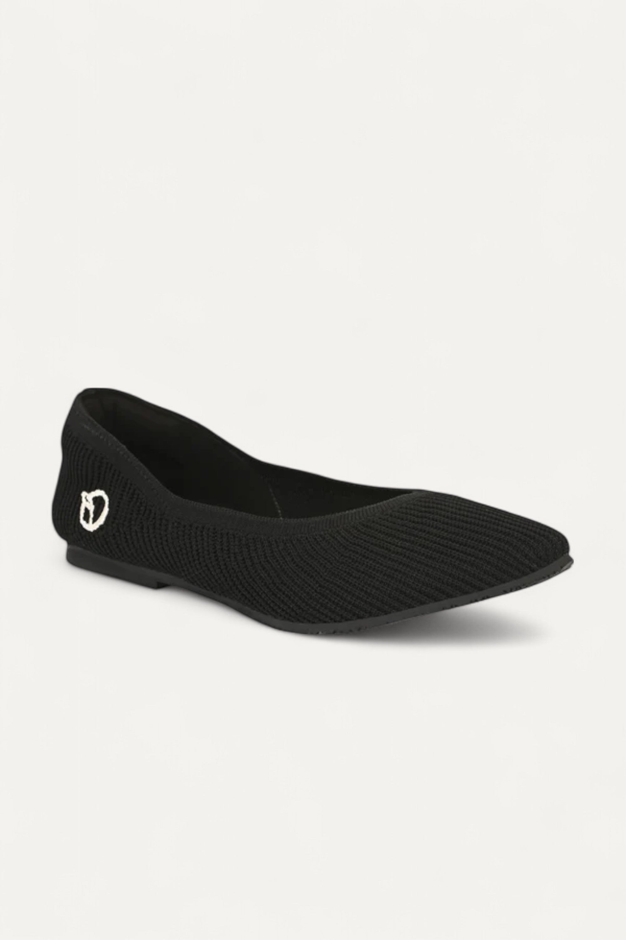 Rioz black pointed toe flats for women with breathable knit fabric and lightweight sole-eco friendly footwear
