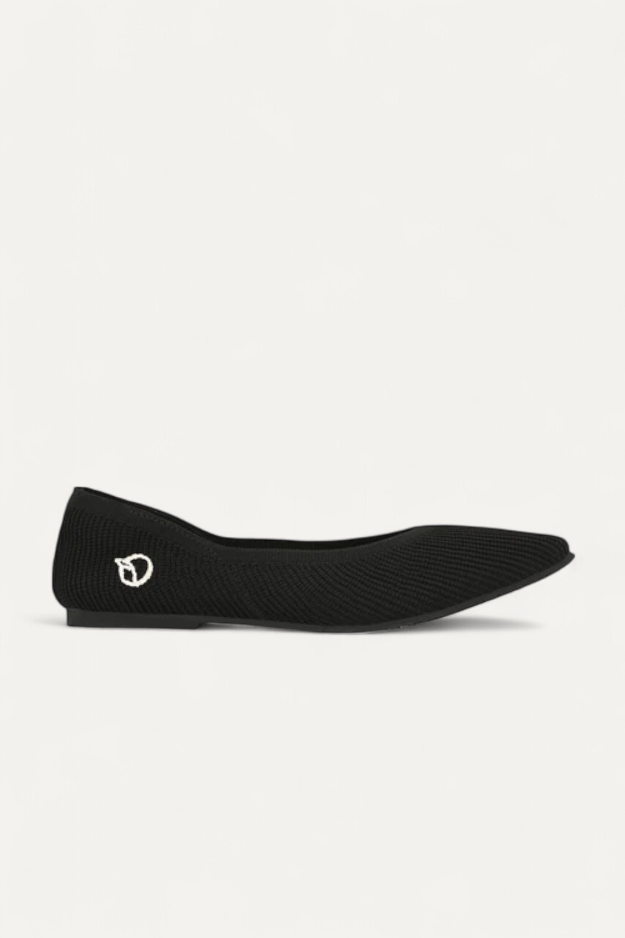 Rioz black pointed toe flats for women with breathable knit fabric and lightweight sole-eco friendly footwear