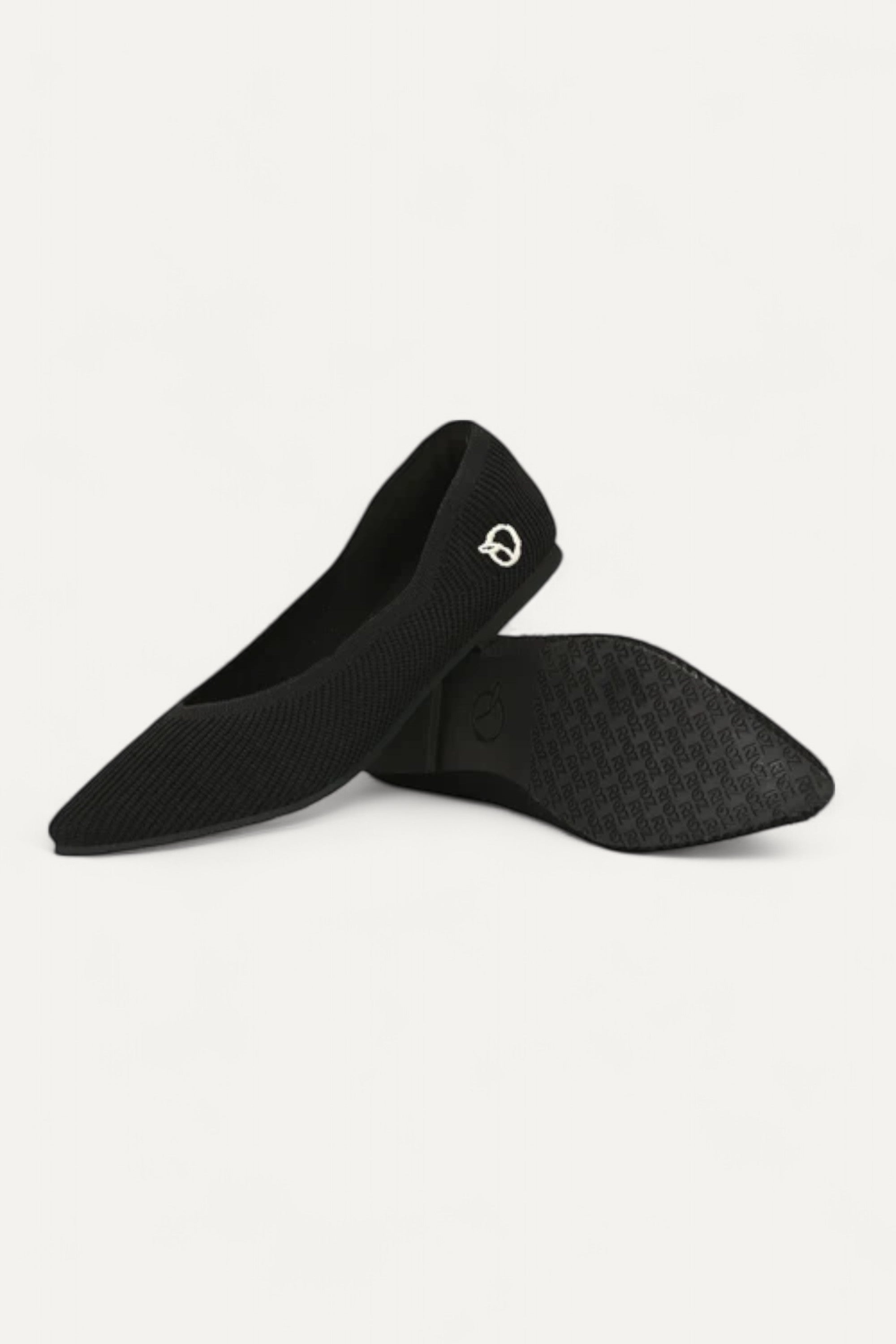 Rioz black pointed toe flats for women with breathable knit fabric and lightweight sole-eco friendly footwear