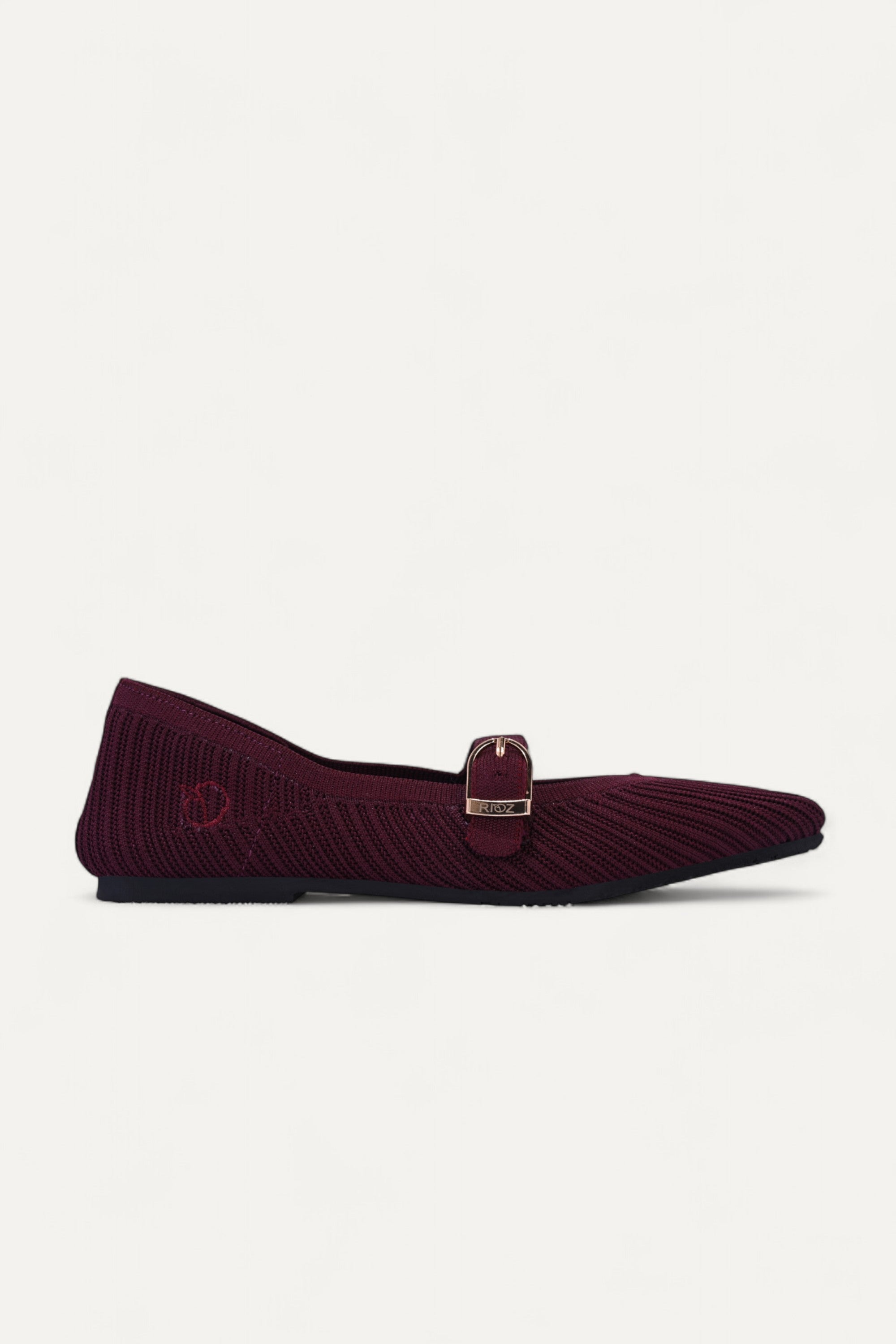 Rioz Maroon Veloce Mary Janes for women with breathable knit fabric and adjustable strap-eco friendly Jane flats-sustainable footwear