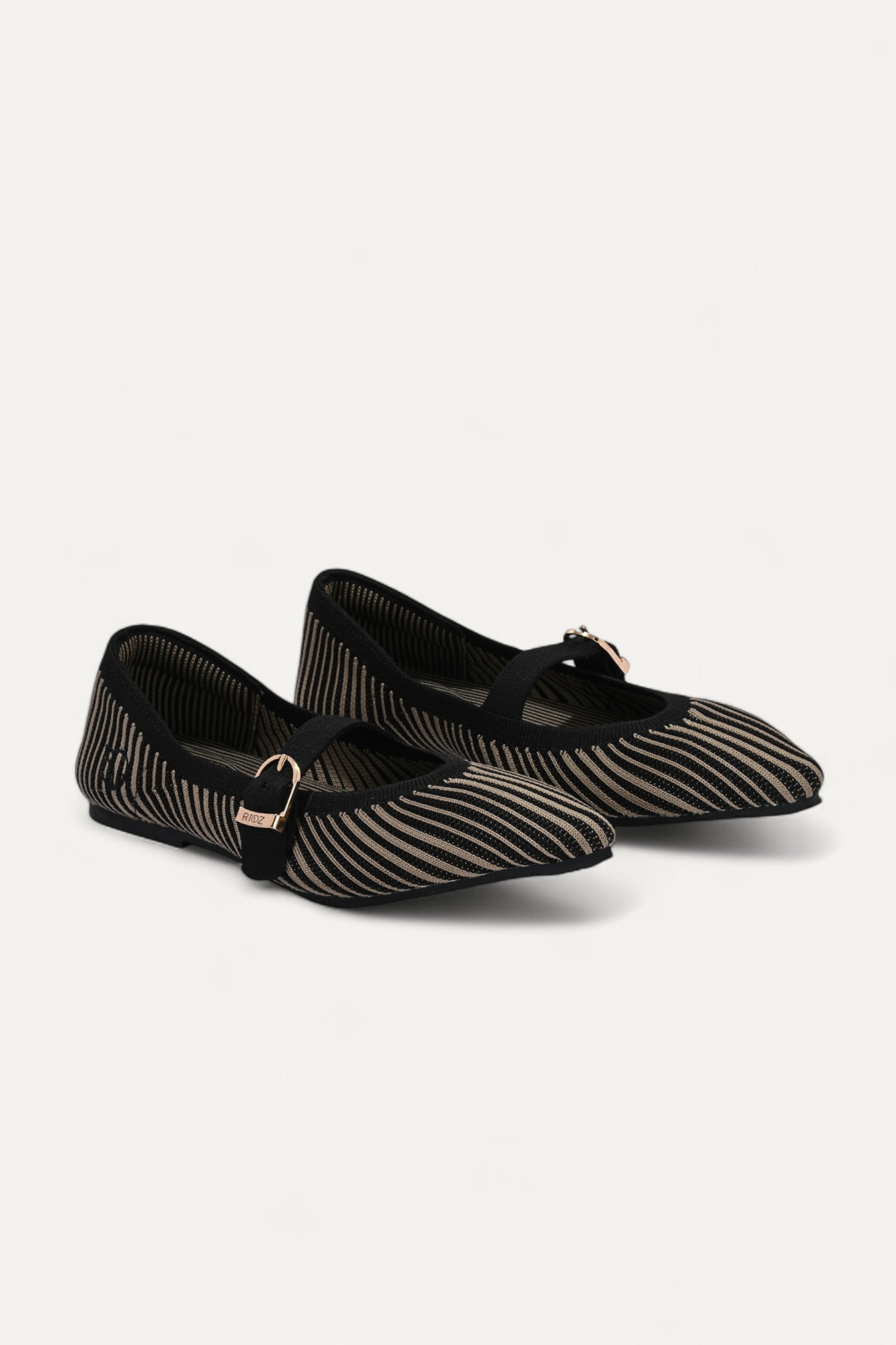 Rioz Black Veloce Mary Janes for women with breathable knit fabric and adjustable strap-eco friendly Jane flats-sustainable footwear
