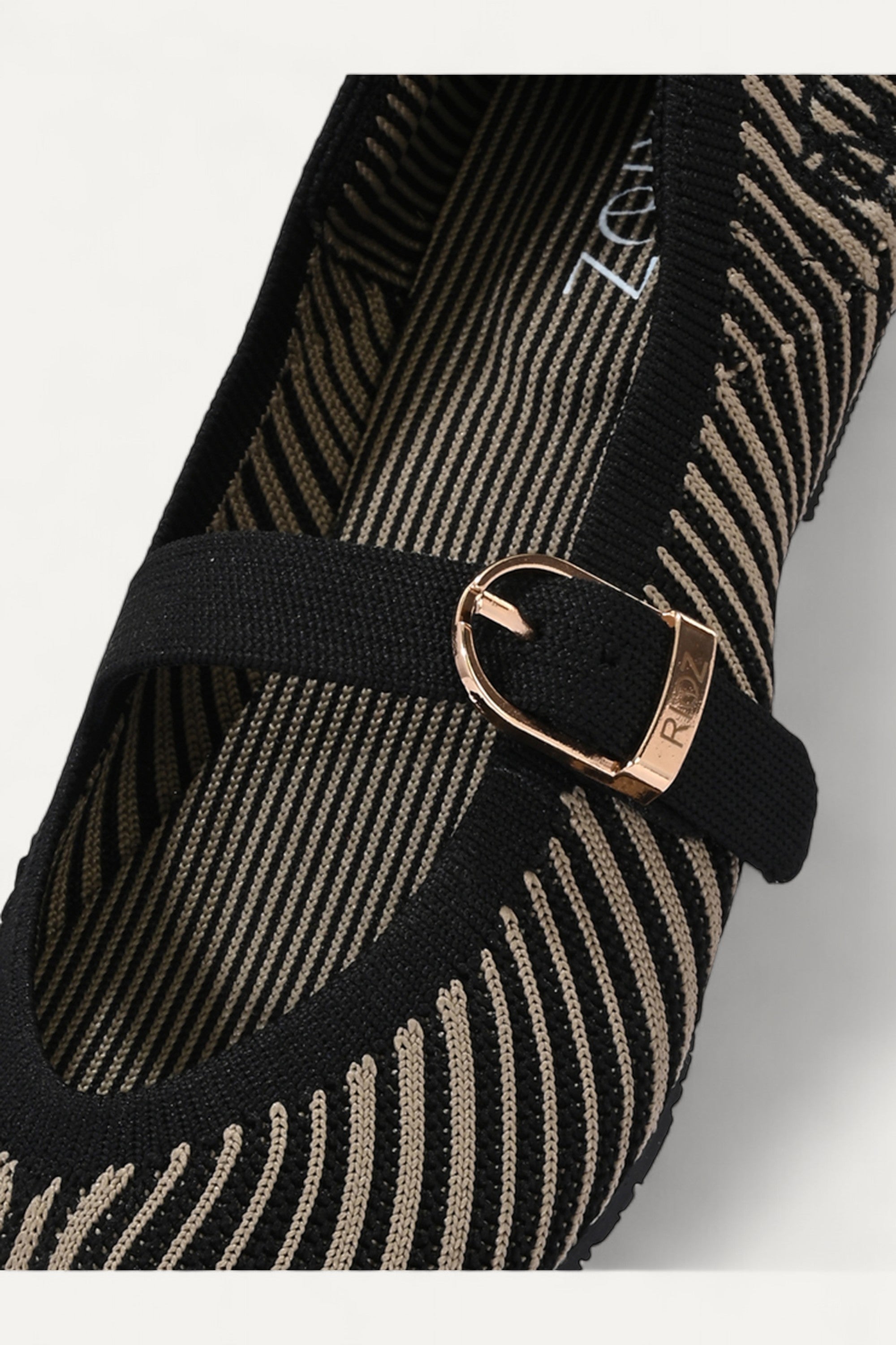 Rioz Black Veloce Mary Janes for women with breathable knit fabric and adjustable strap-eco friendly Jane flats-sustainable footwear