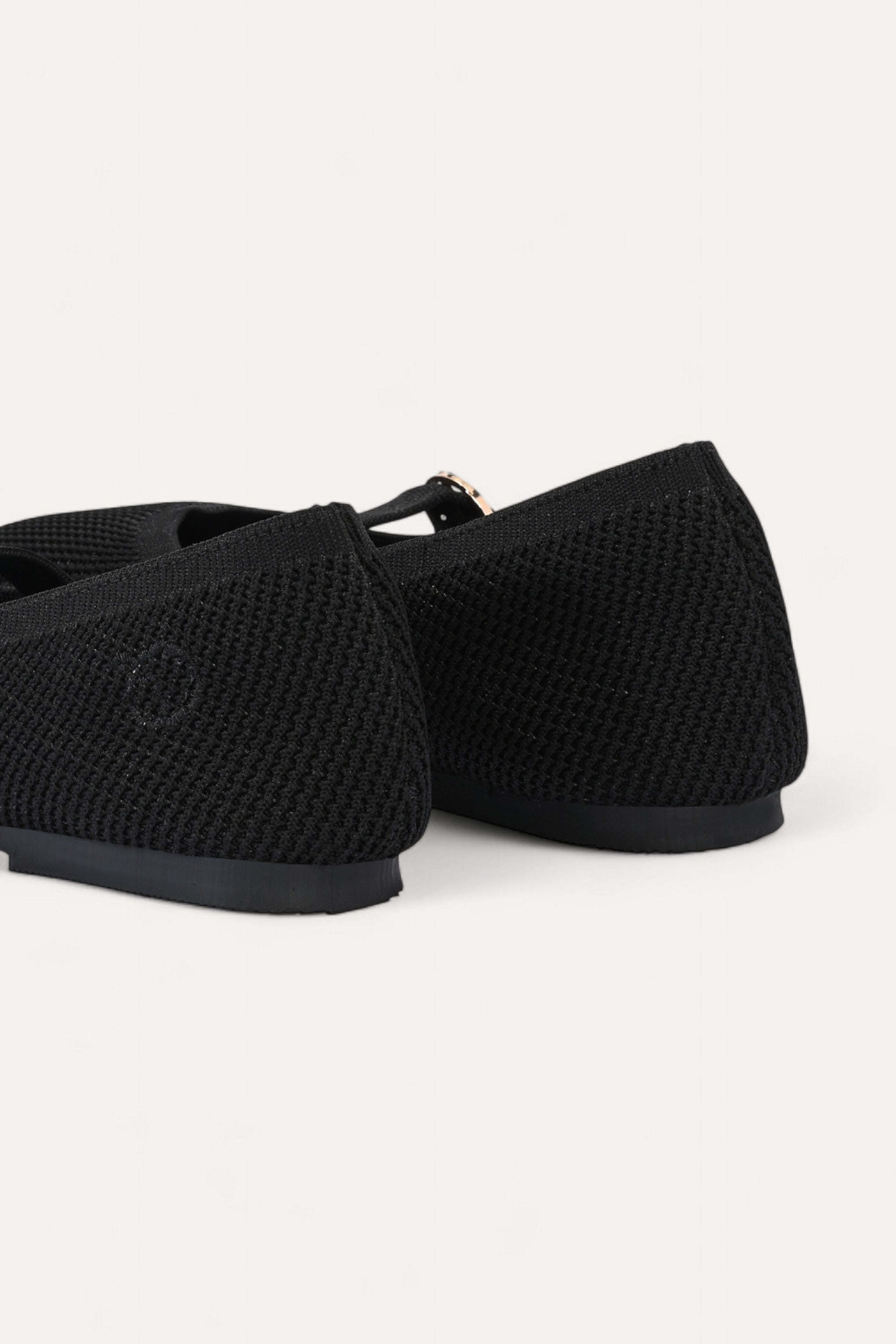 Rioz Black Mary Jane flats for women with breathable knit fabric and adjustable strap-eco friendly Jane flats-sustainable footwear
