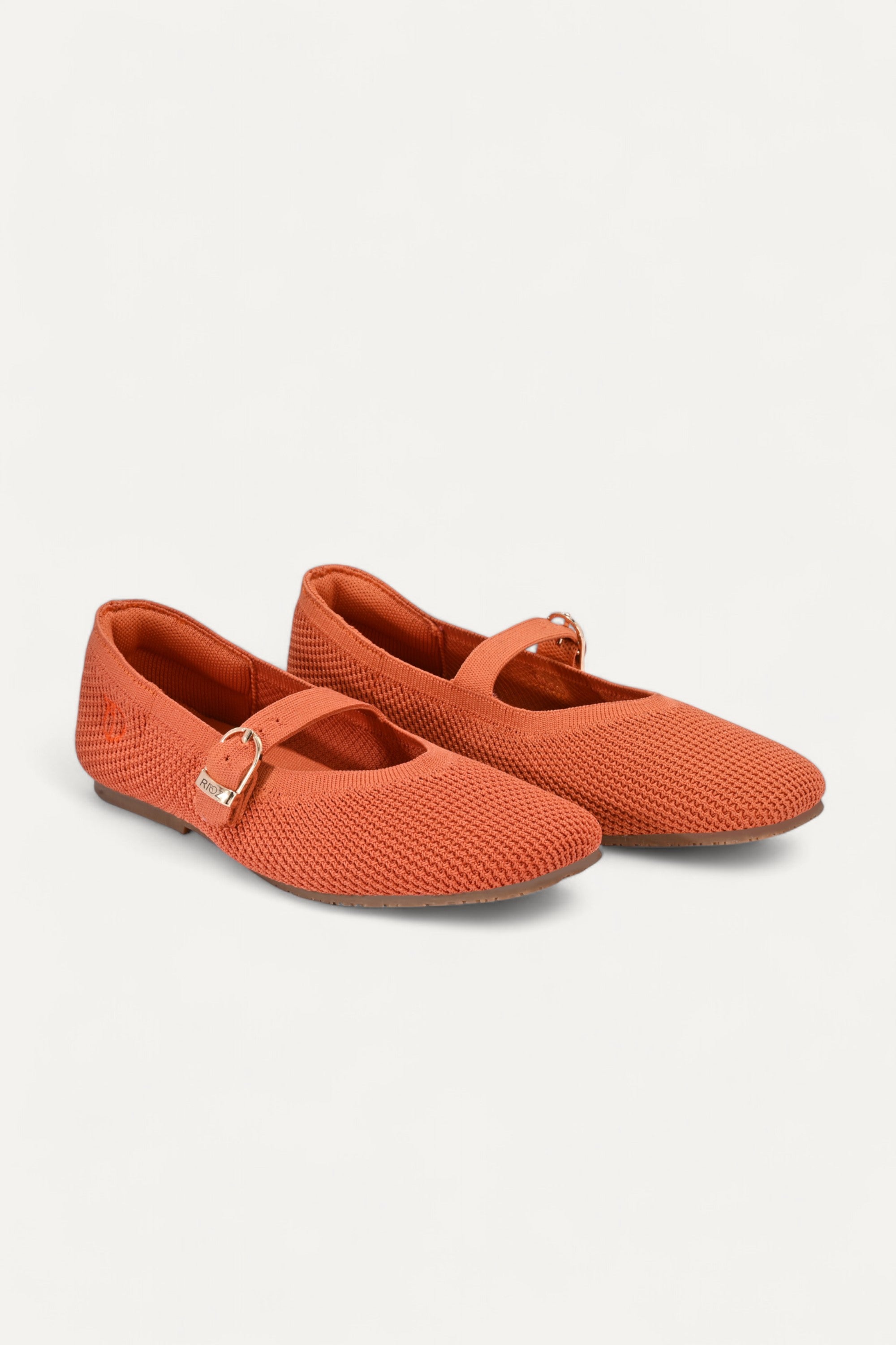 Rioz peach Mary Jane flats for women with breathable knit fabric and adjustable strap-eco friendly Jane flats-sustainable footwear
