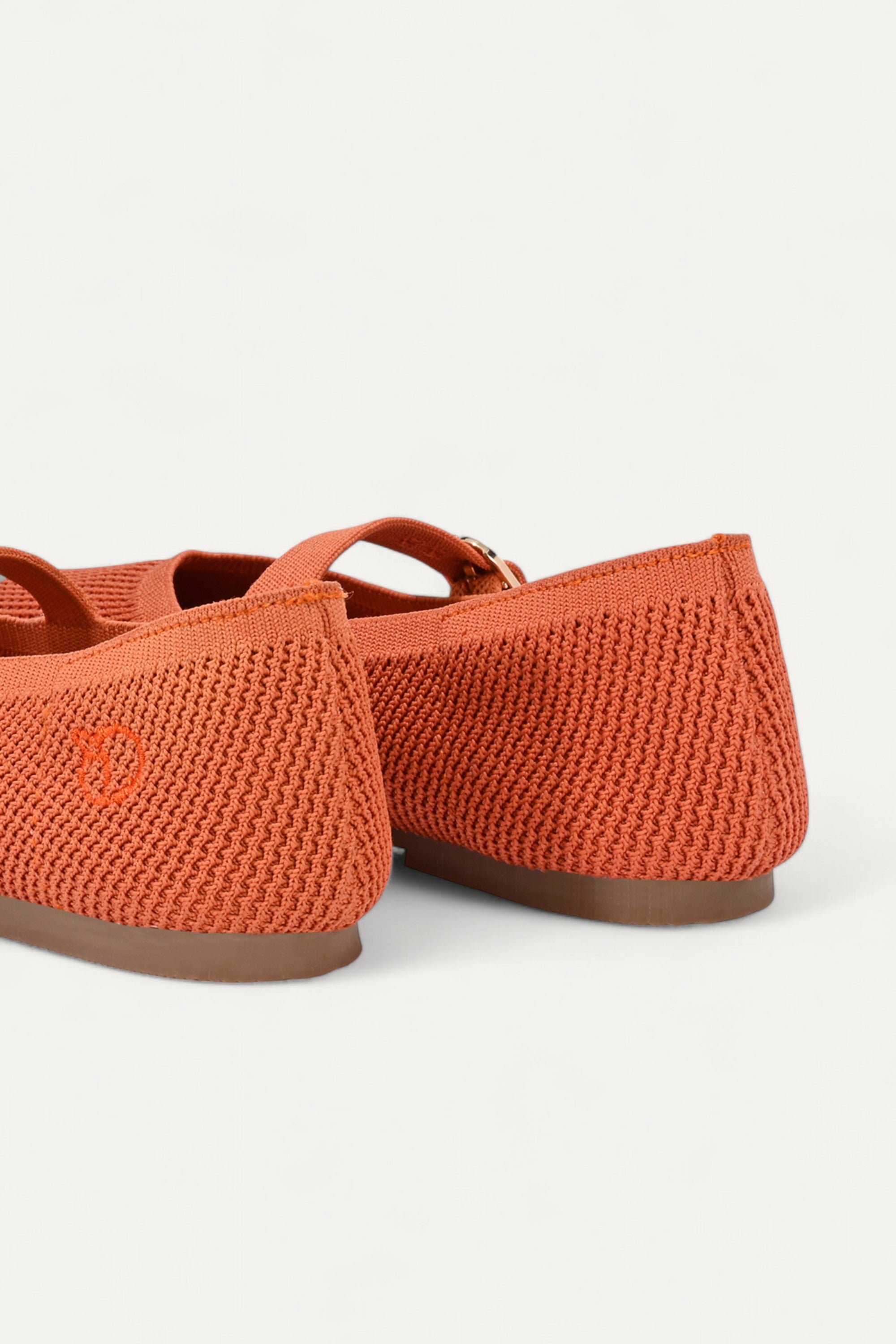 Rioz peach Mary Jane flats for women with breathable knit fabric and adjustable strap-eco friendly Jane flats-sustainable footwear