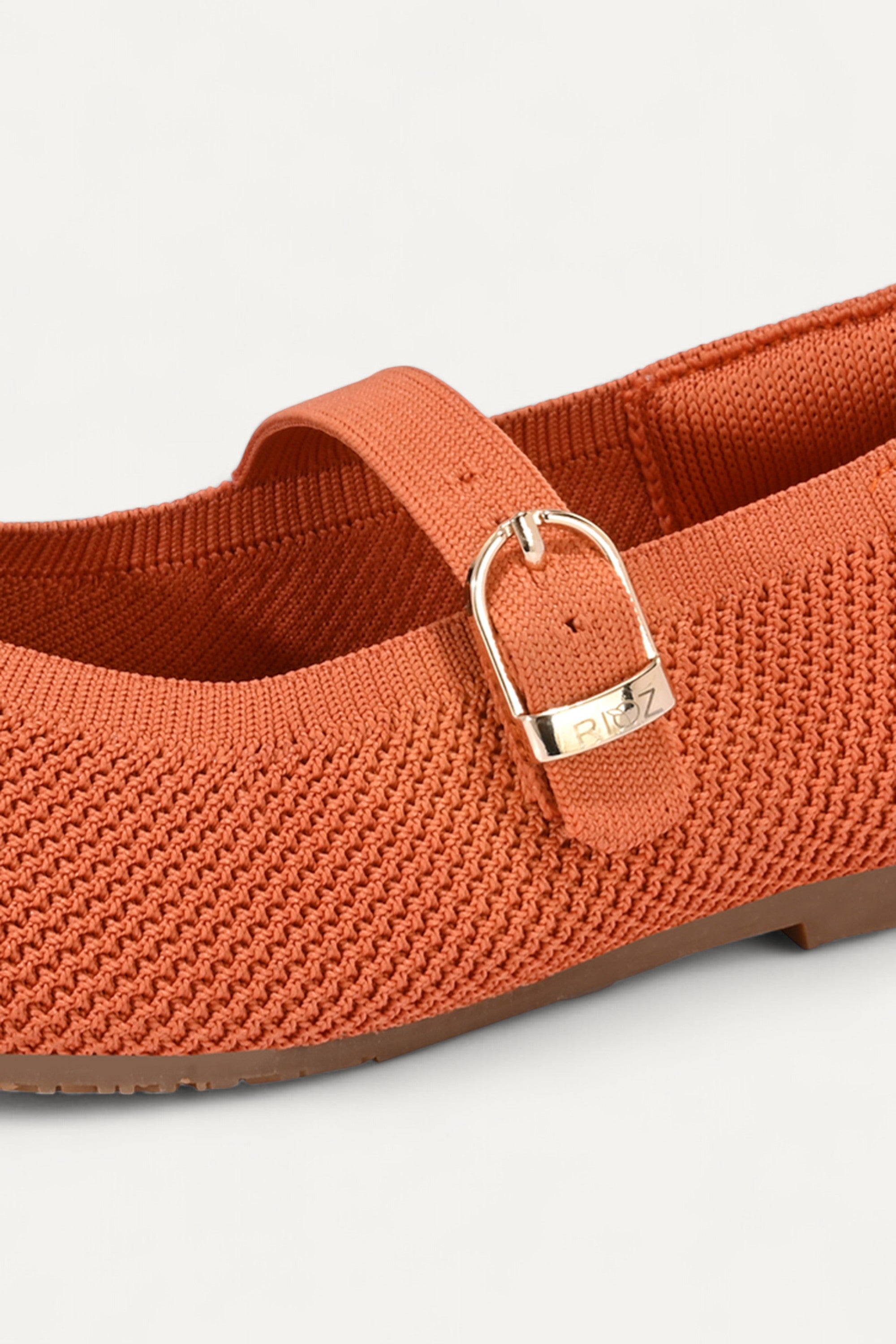 Rioz peach Mary Jane flats for women with breathable knit fabric and adjustable strap-eco friendly Jane flats-sustainable footwear