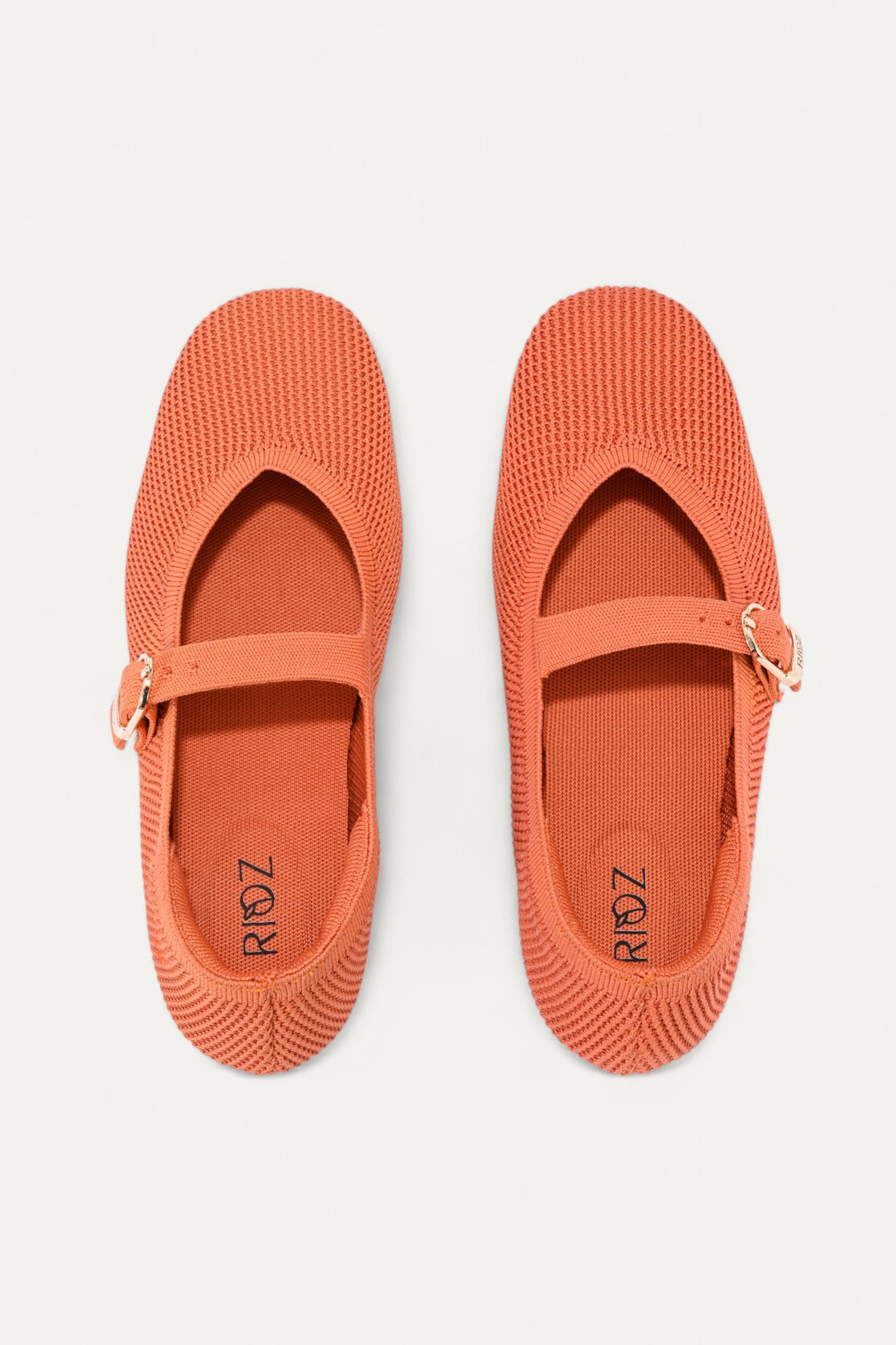 Rioz peach Mary Jane flats for women with breathable knit fabric and adjustable strap-eco friendly Jane flats-sustainable footwear
