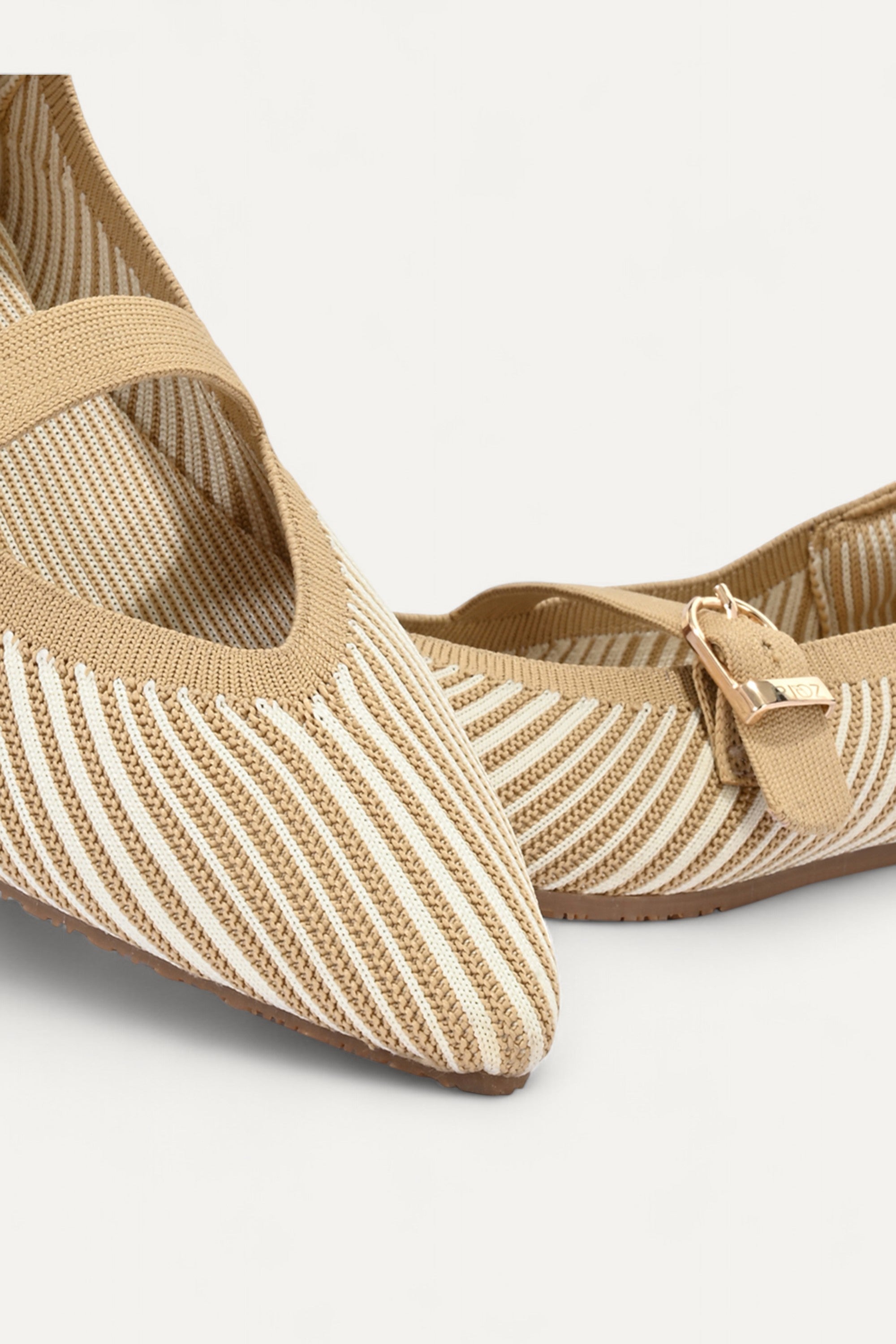 Rioz Cream Veloce Mary Janes for women with breathable knit fabric and adjustable strap-eco friendly Jane flats-sustainable footwear