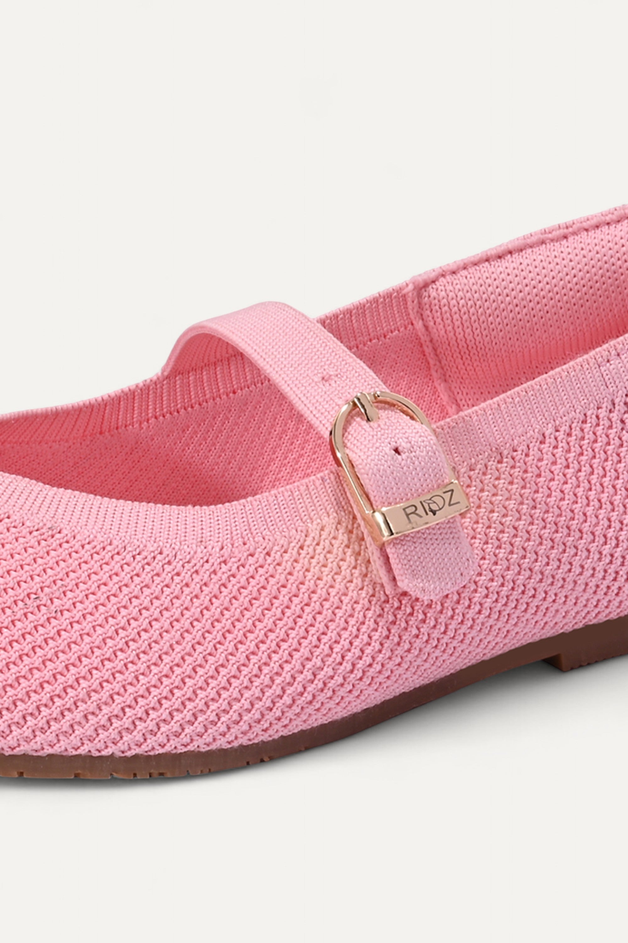Rioz pink Mary Jane flats for women with breathable knit fabric and adjustable strap-eco friendly Jane flats-sustainable footwear