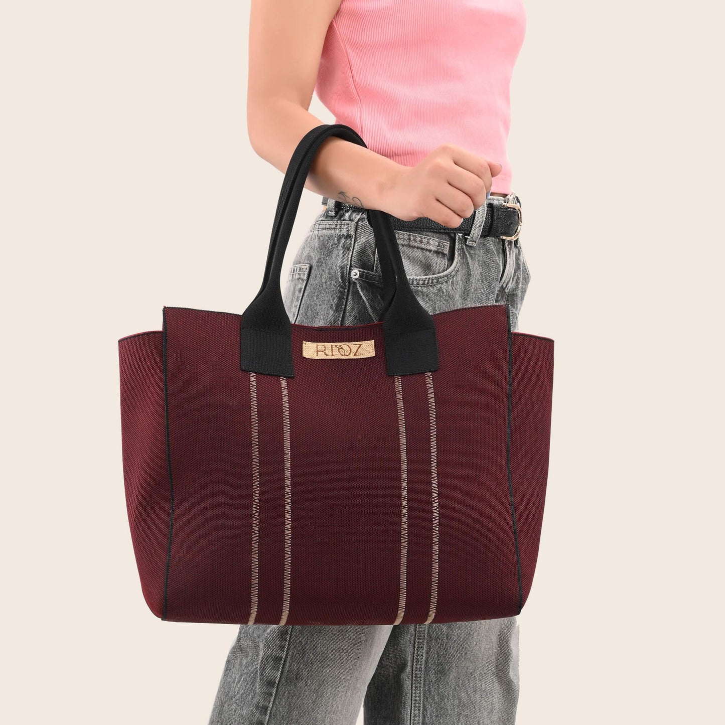 Deux - Bucket Tote - Maroon - Rioz