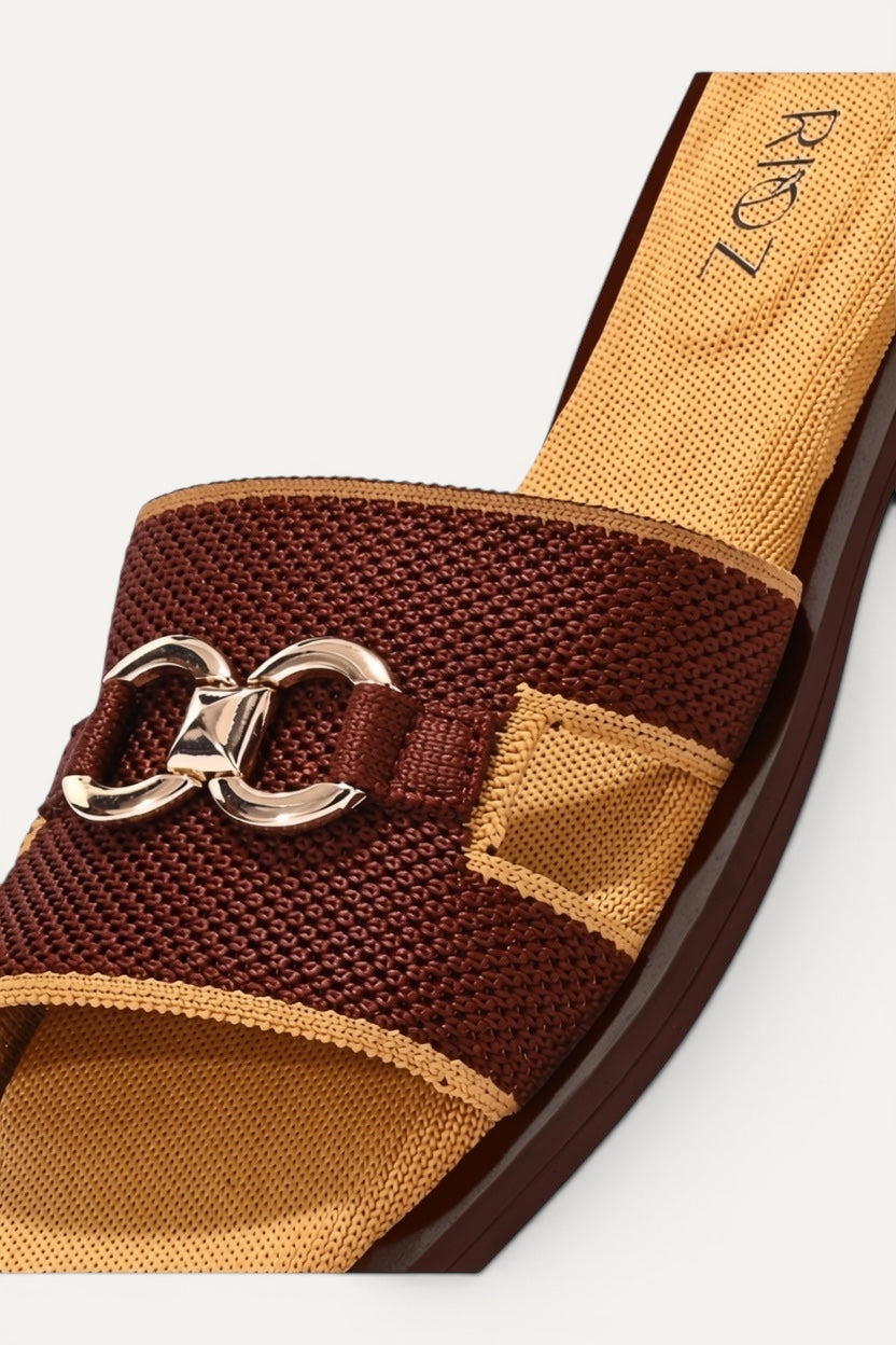 The Aura Slides in Yellow, rPET knit, machine washable