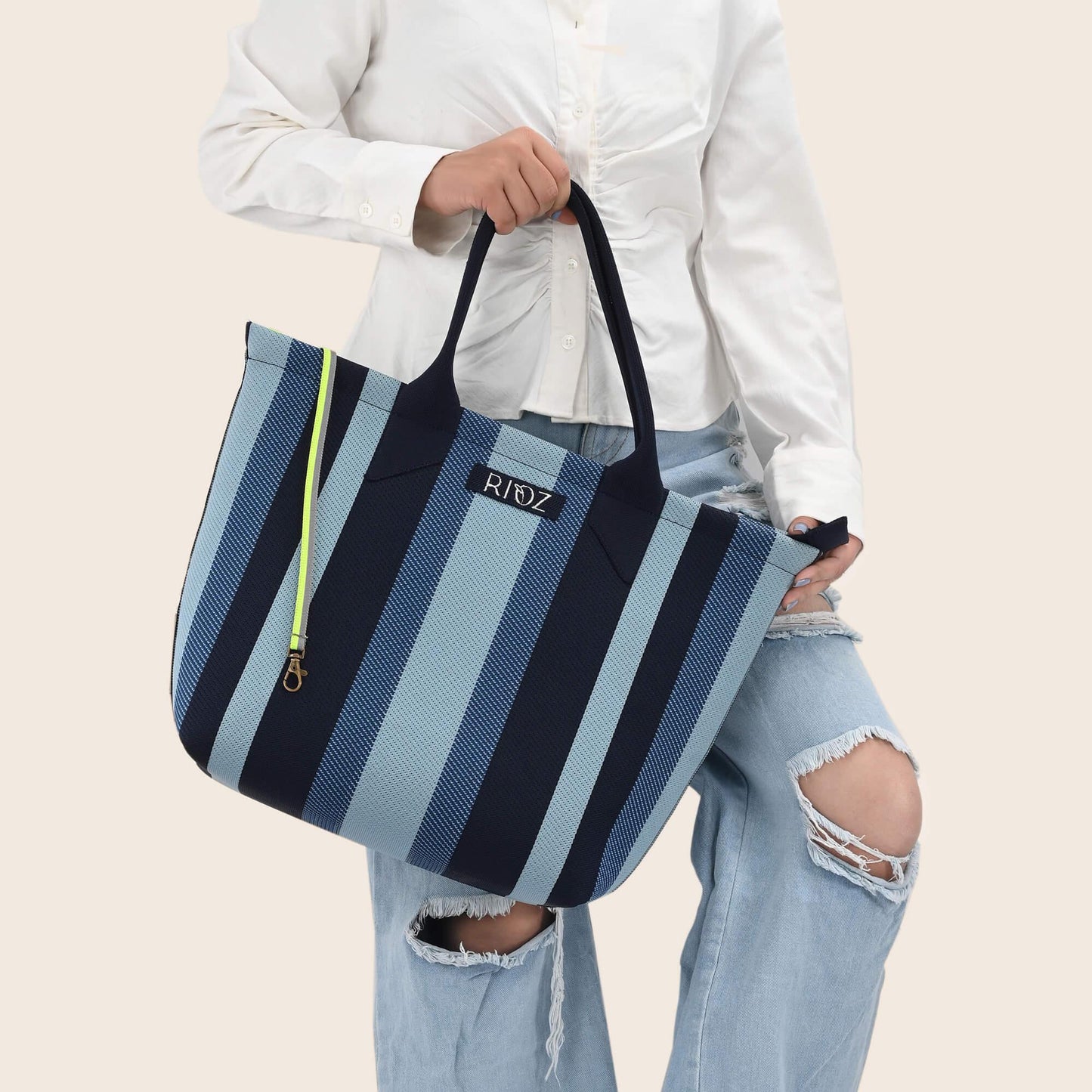 Raven - Carry Your Stripes Zipper Tote - Blue - Rioz