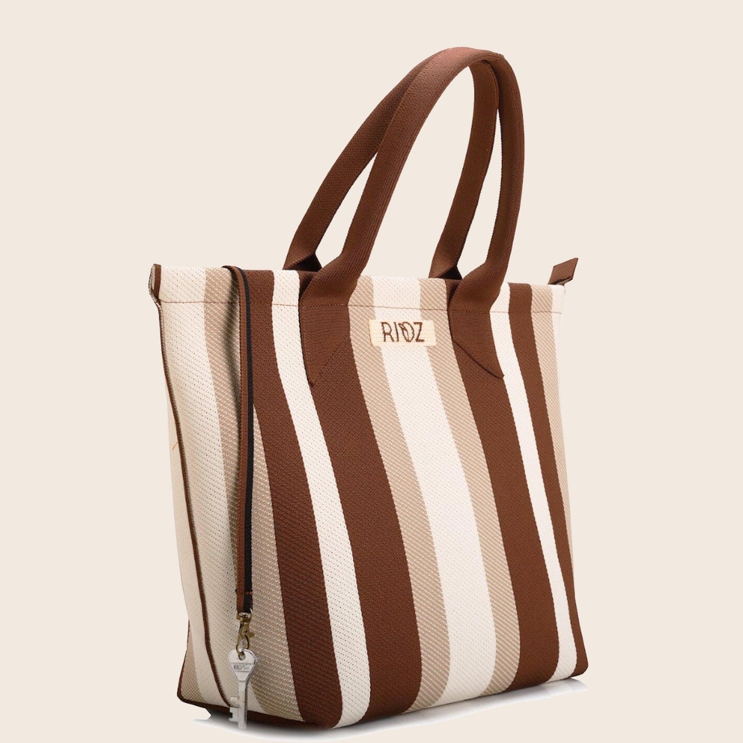 Raven - Carry Your Stripes Zipper Tote - Brown - Rioz