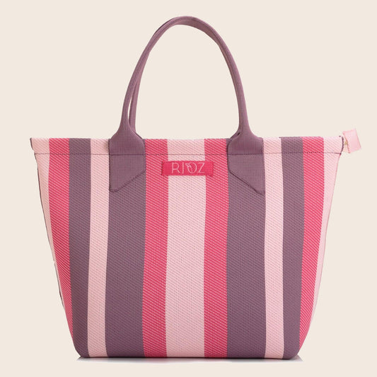 Raven - Carry Your Stripes Zipper Tote - Pink - Rioz