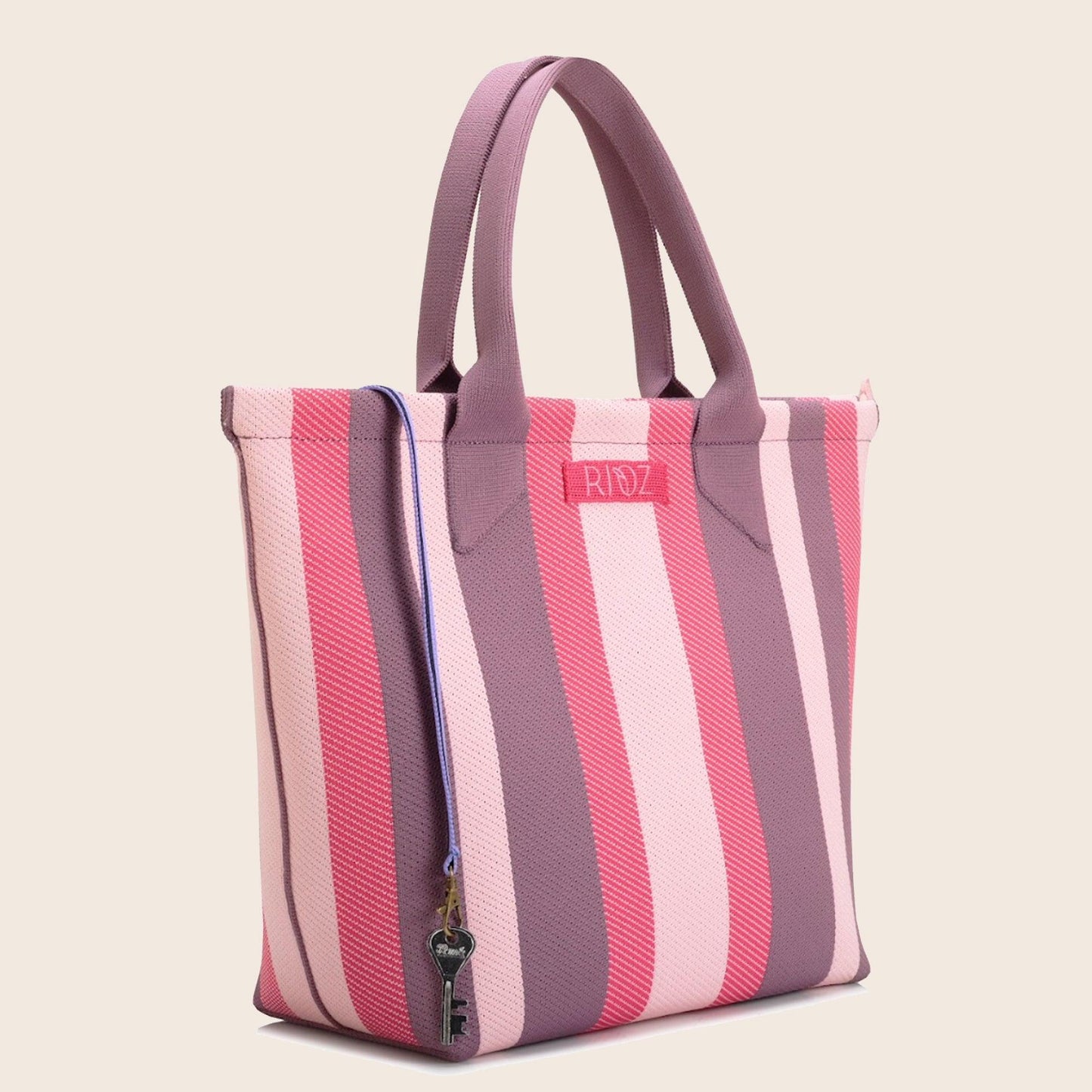 Raven - Carry Your Stripes Zipper Tote - Pink - Rioz