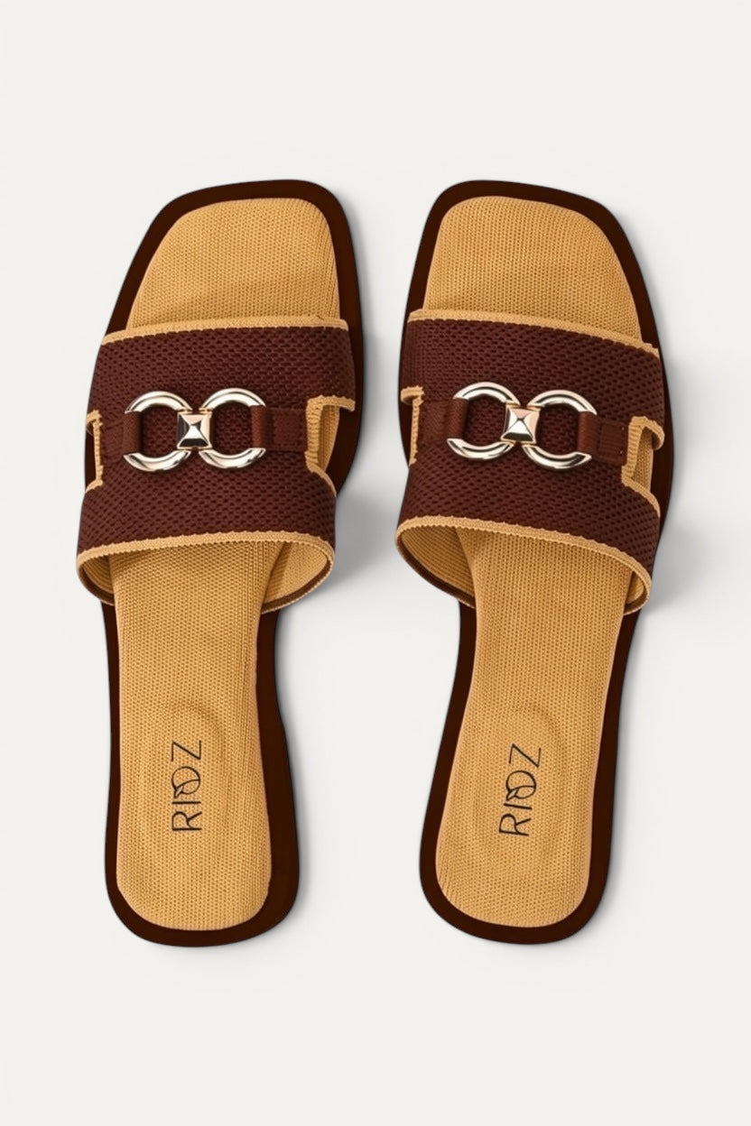 The Aura Slides in Yellow, rPET knit, machine washable